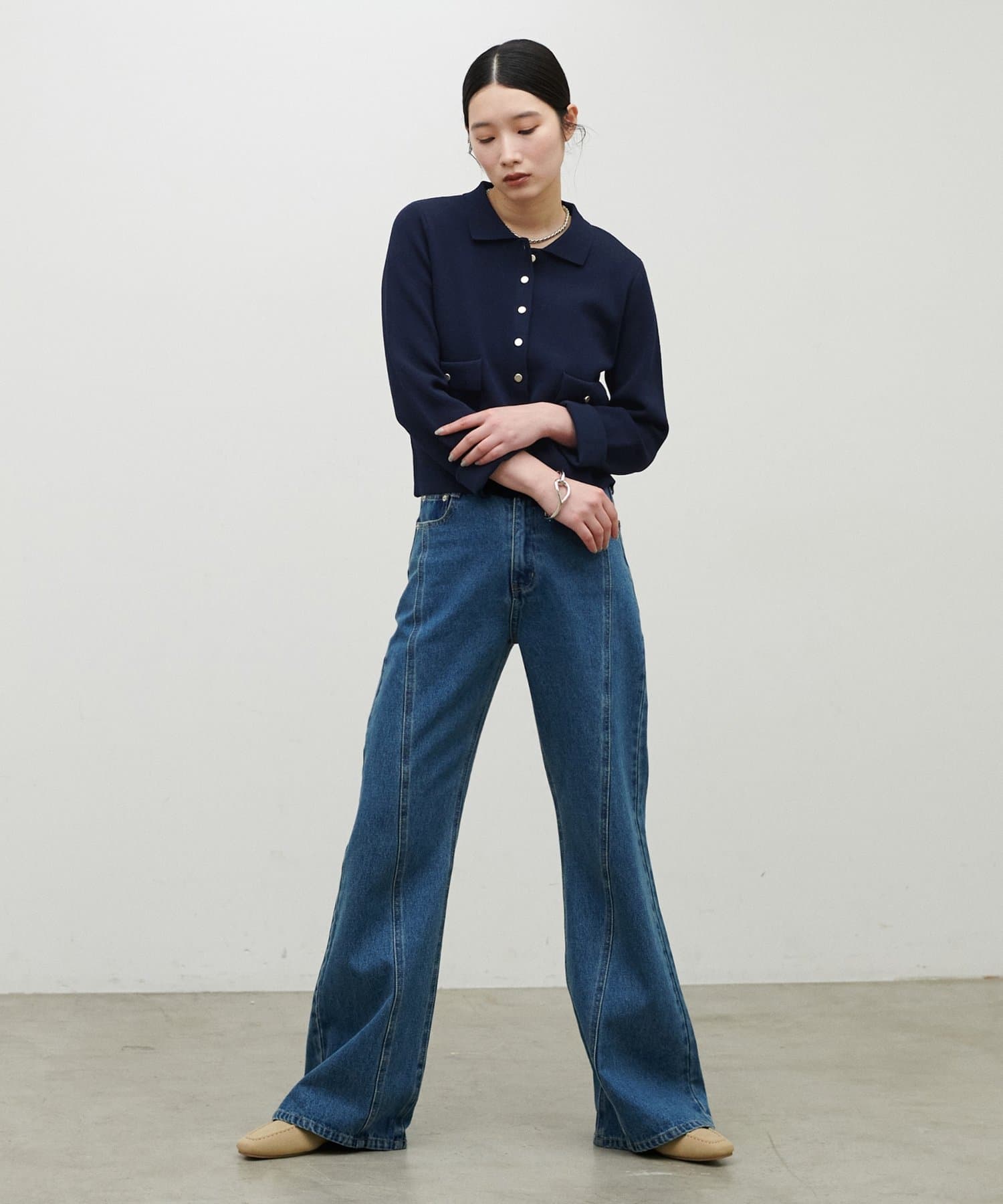 LARUTA(ラルータ) 衿付きニットジャケット