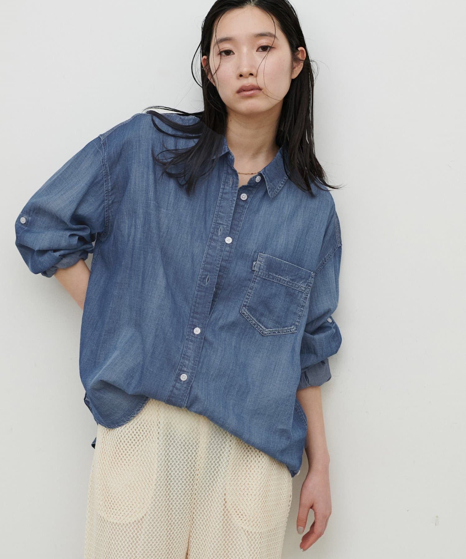 LARUTA(ラルータ) シアーデニムシャツ