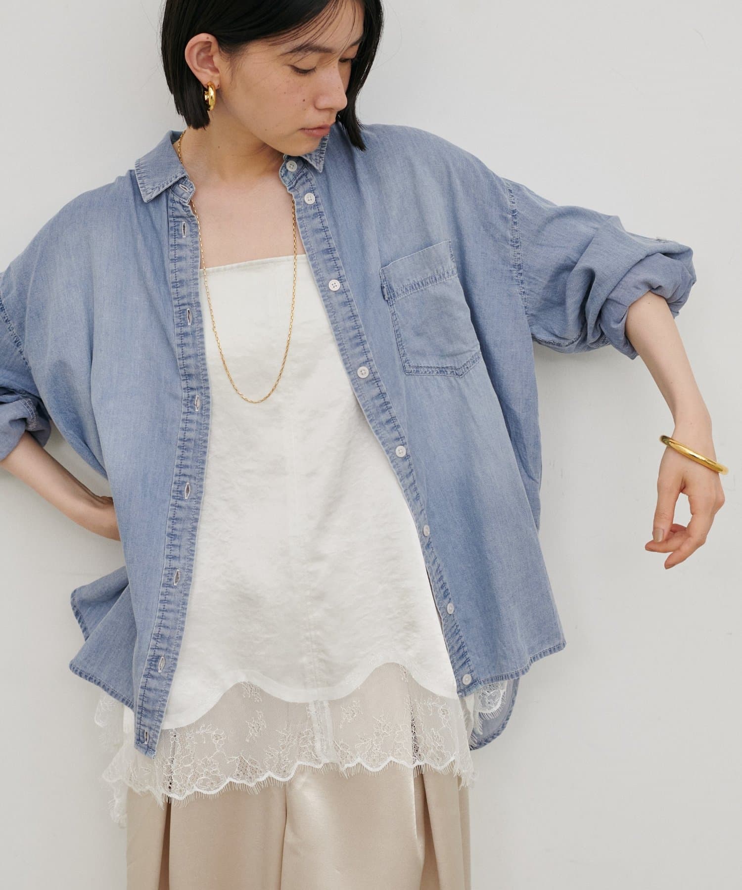 LARUTA(ラルータ) シアーデニムシャツ
