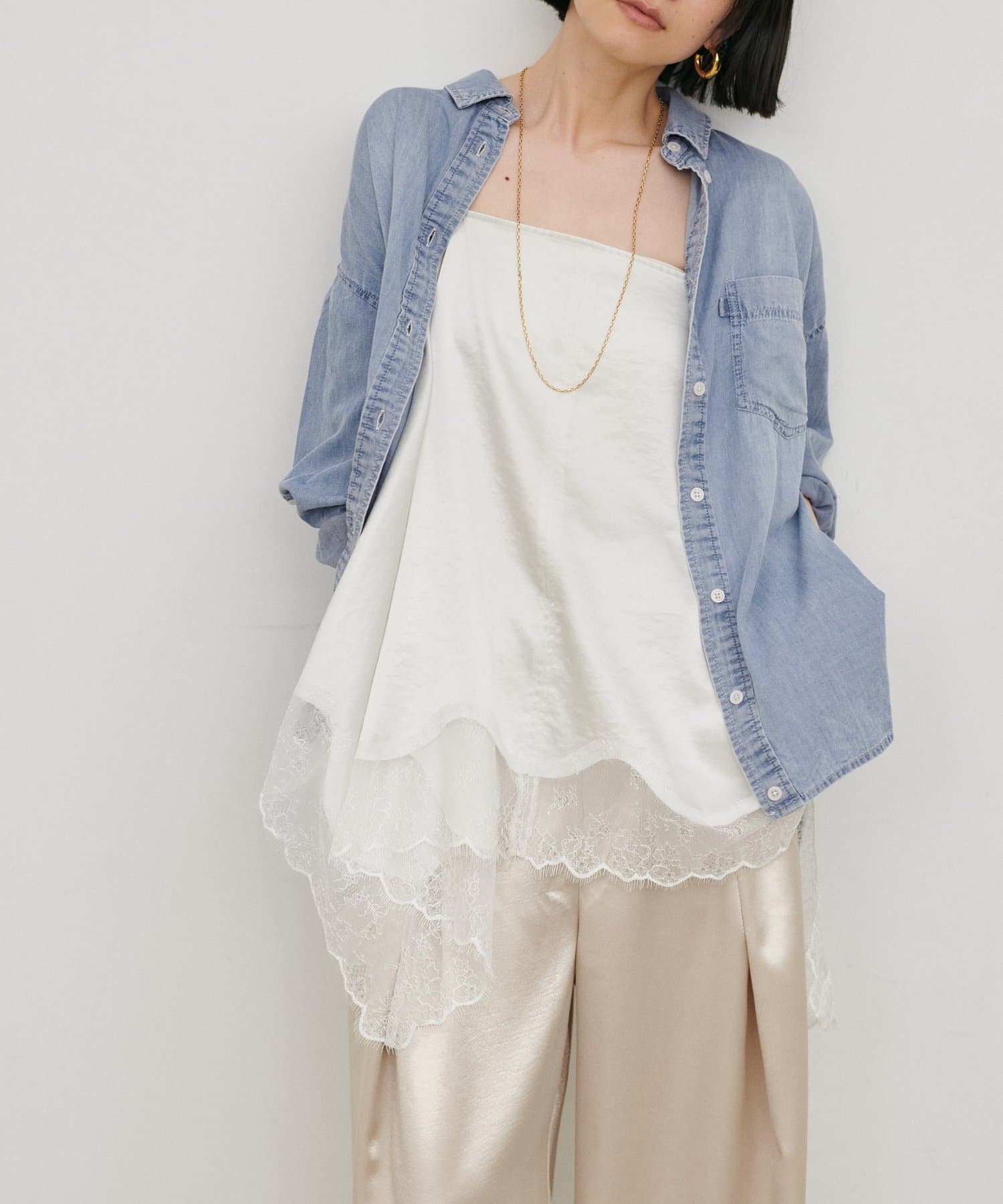 LARUTA(ラルータ) シアーデニムシャツ