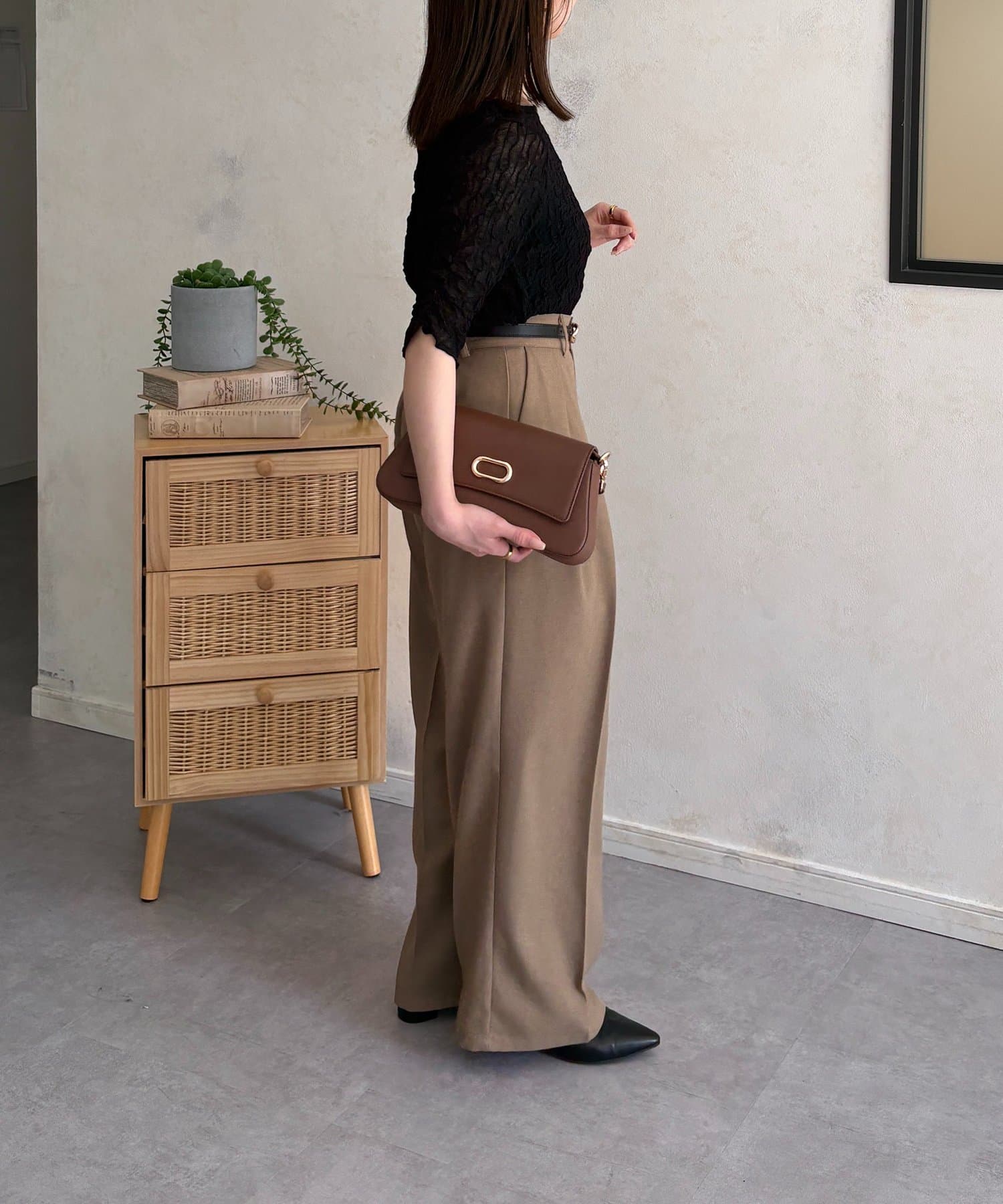 Thevon.(ゼヴォン) ウェーブ柄5分袖シアープルオーバー