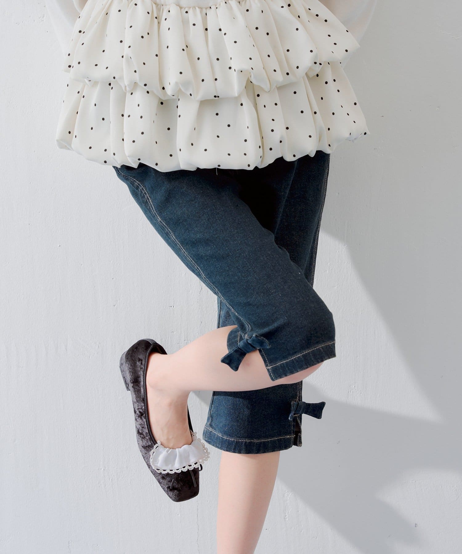 Chico(チコ) 【SALON by Chico】リボン取り外しサイドスリットカプリパンツ