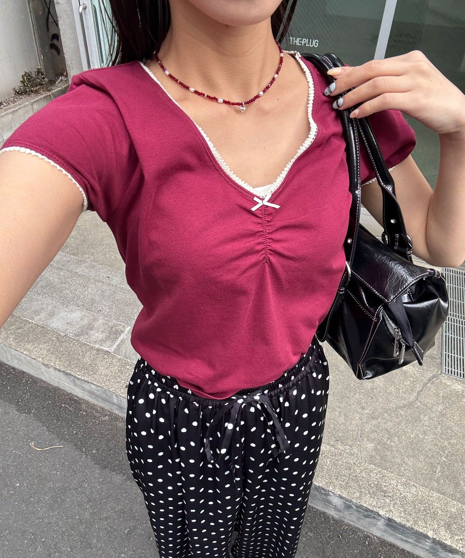 CIAOPANIC(チャオパニック) ピコレースVネックコンパクトTee