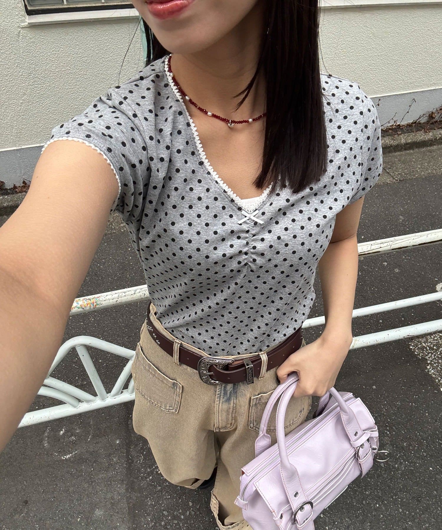 CIAOPANIC(チャオパニック) ピコレースVネックコンパクトTee