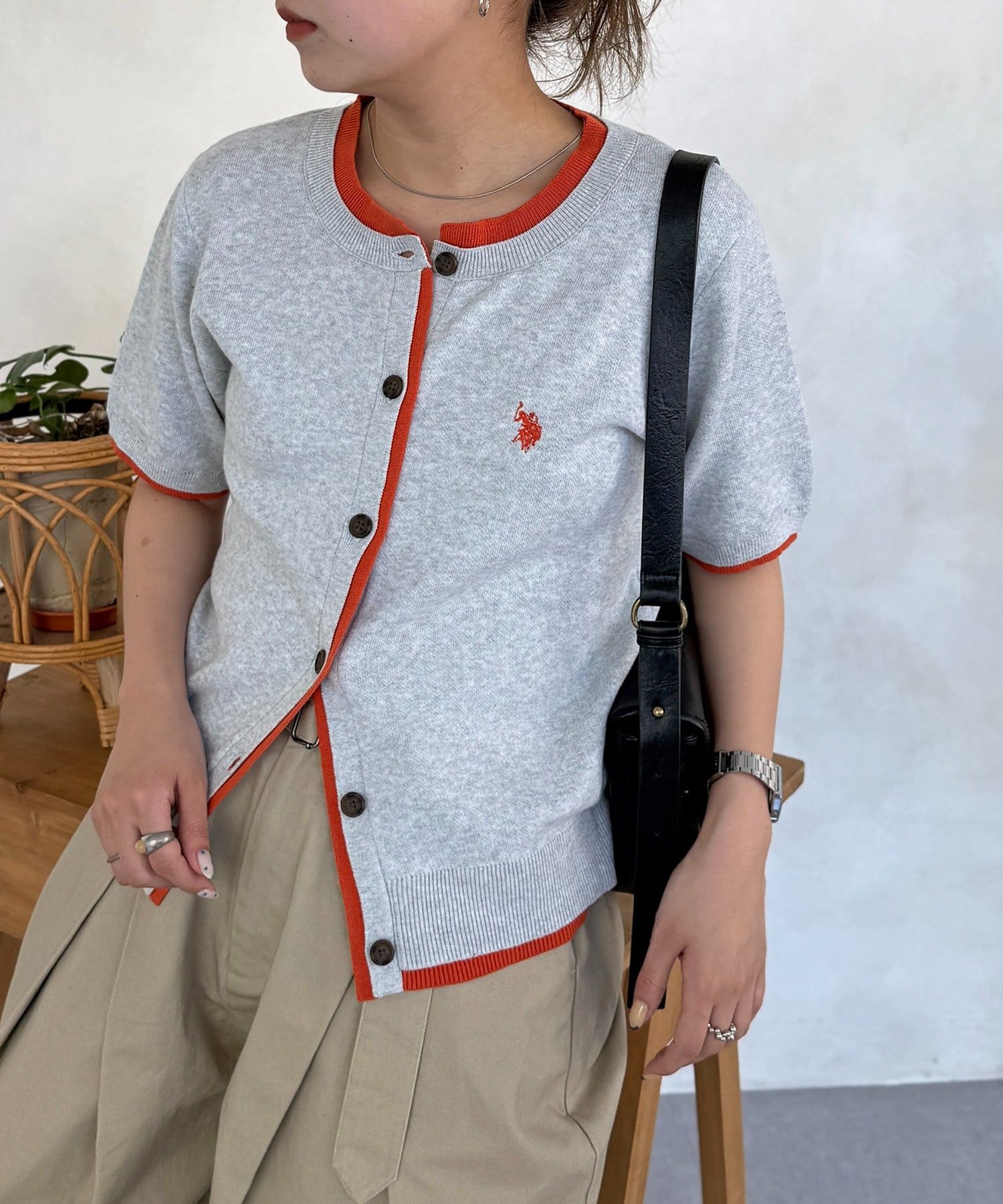 CPCM(シーピーシーエム) 【U.S. POLO ASSN.】フェイクレイヤードスウェットライクカーディガン