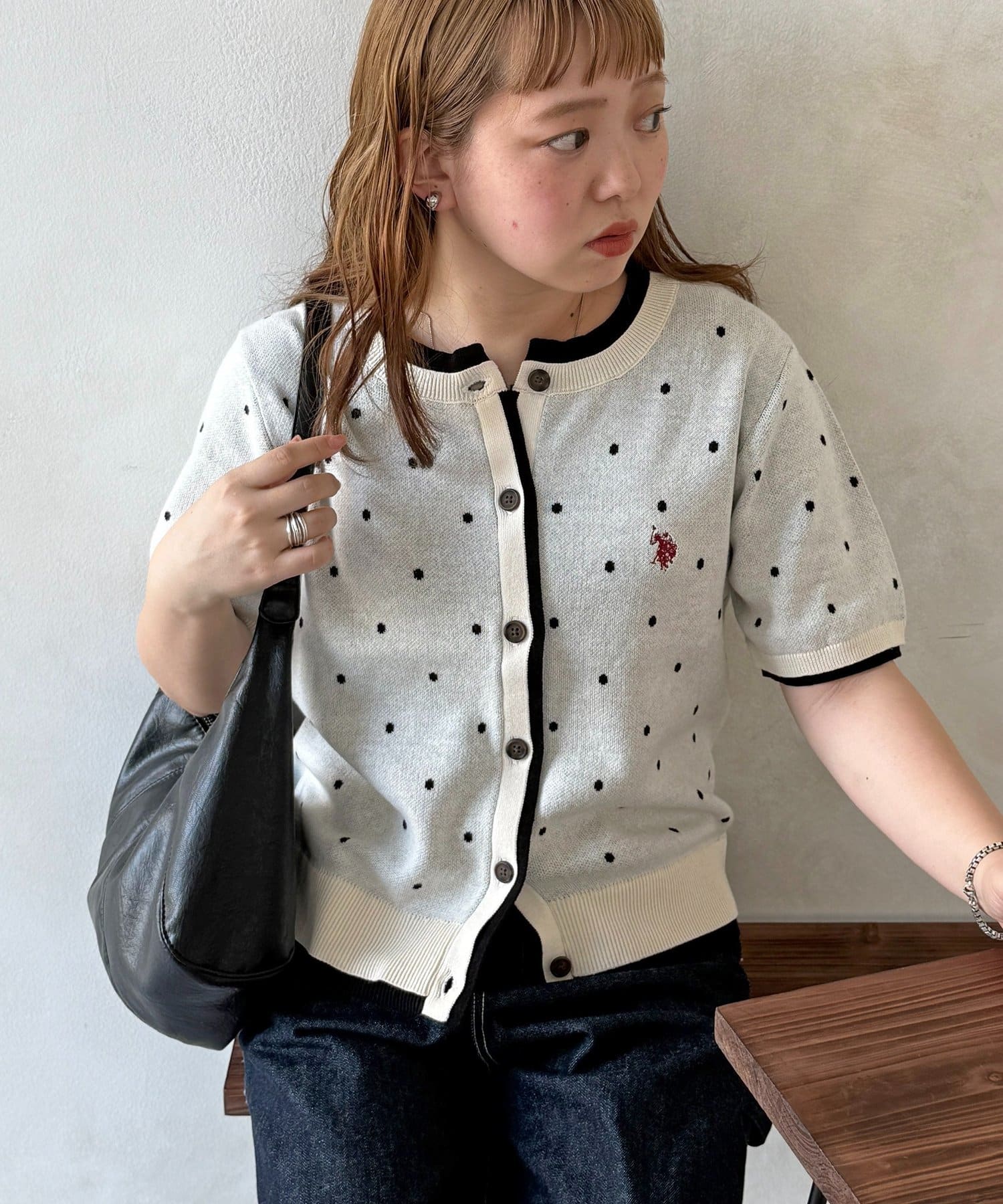 CPCM(シーピーシーエム) 【U.S. POLO ASSN.】フェイクレイヤードスウェットライクカーディガン