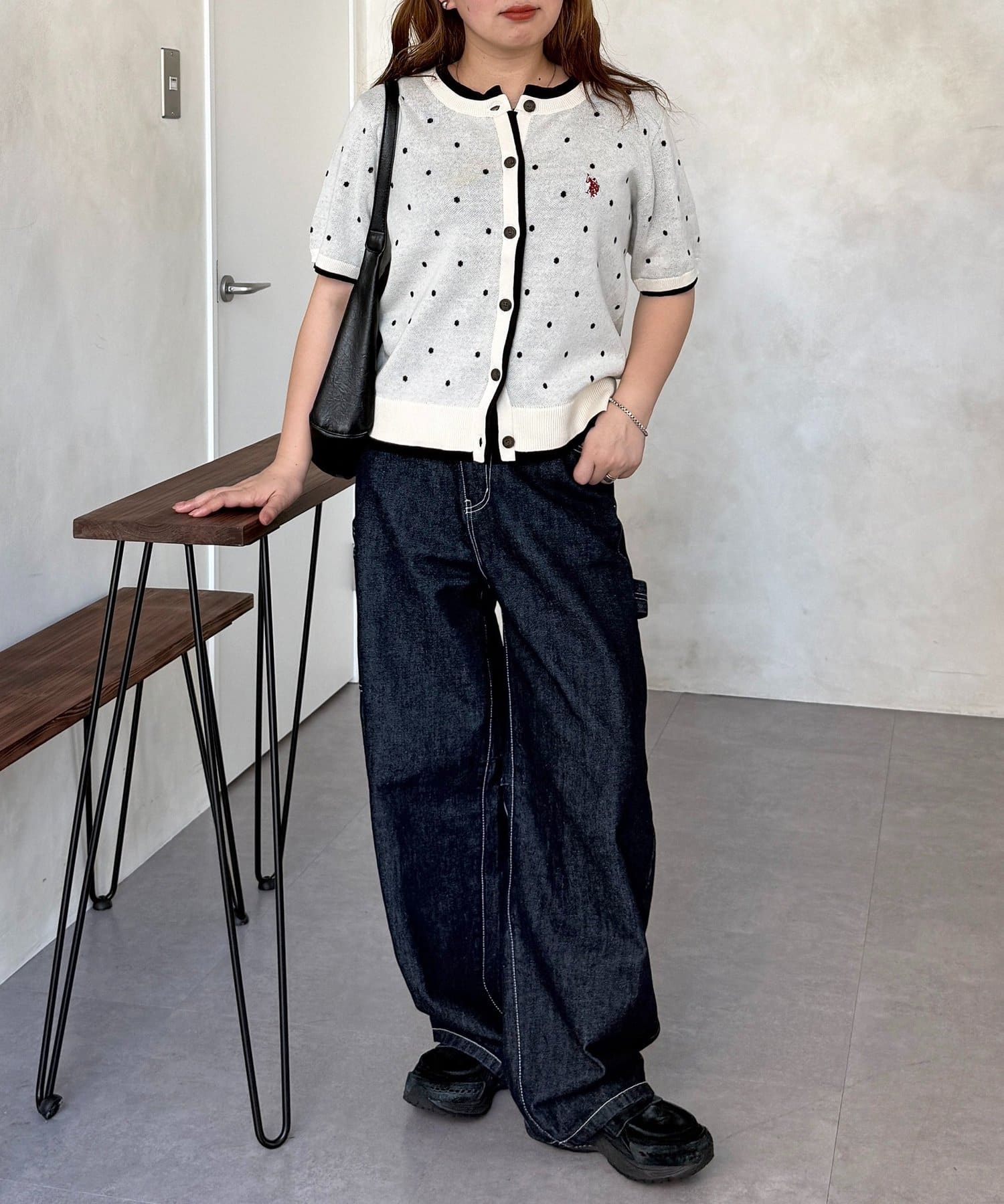 CPCM(シーピーシーエム) 【U.S. POLO ASSN.】フェイクレイヤードスウェットライクカーディガン