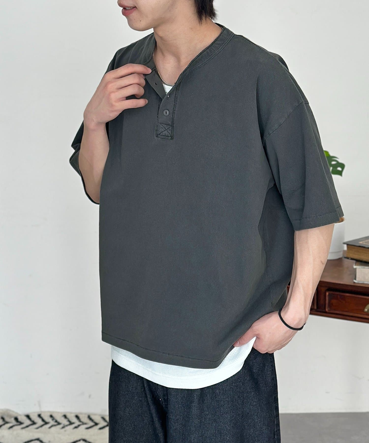 CPCM(シーピーシーエム) ベーシックカラーピグメントヘンリーT