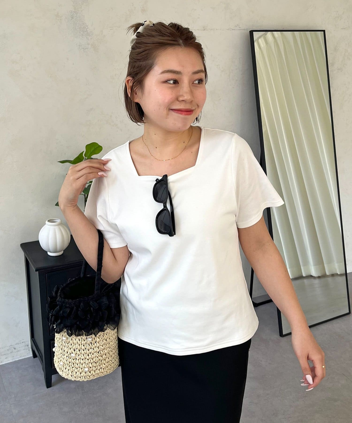 prose verse(プロズヴェール) 【MOMO】〈吸水速乾・UVカット〉スクエアネックTシャツ