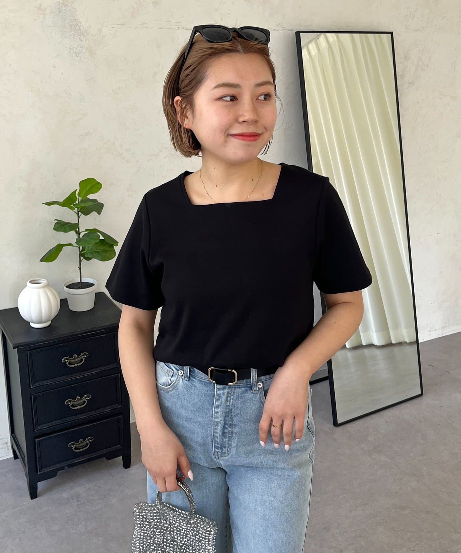 prose verse(プロズヴェール) 【MOMO】〈吸水速乾・UVカット〉スクエアネックTシャツ