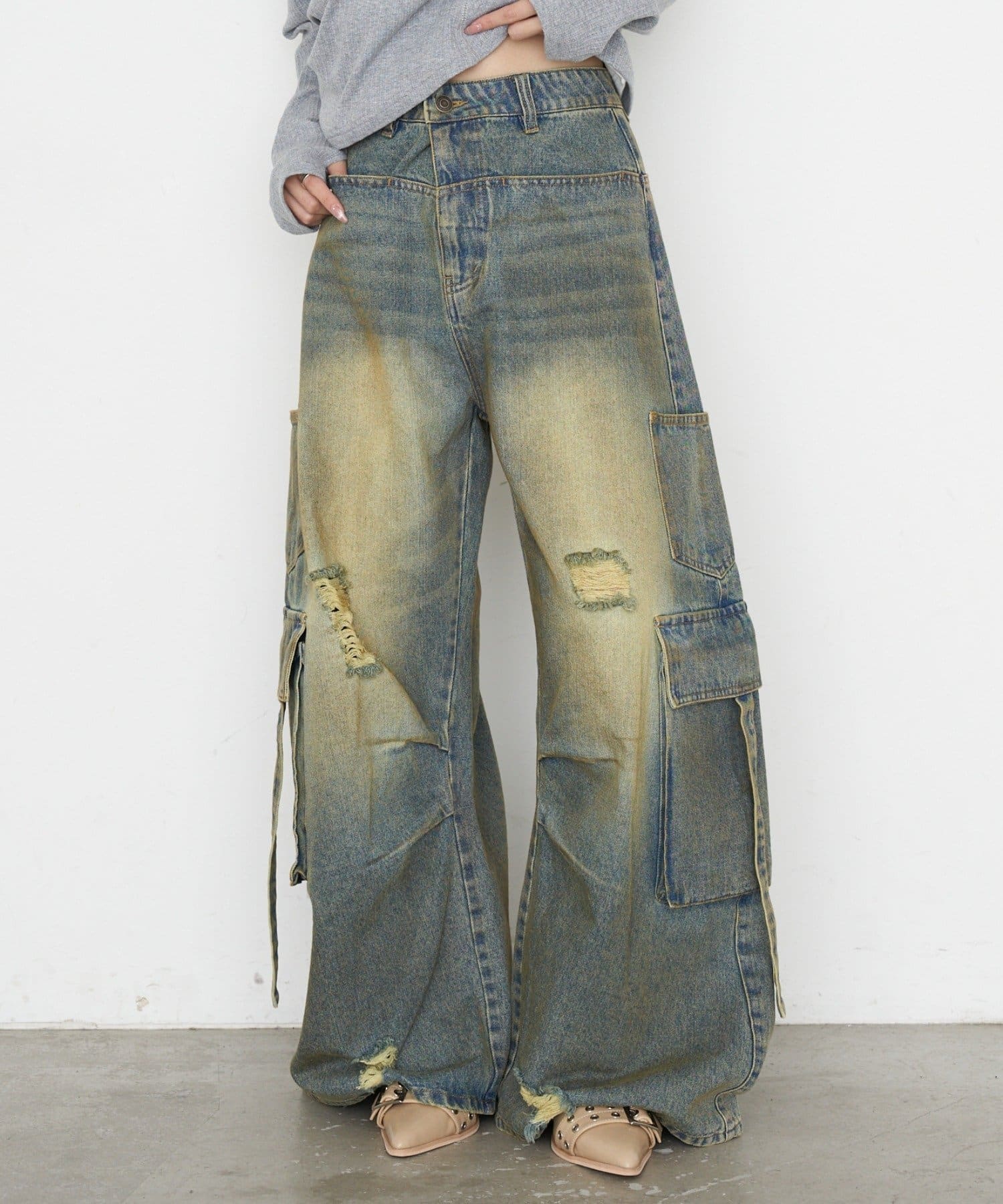 RAY CASSIN(レイカズン) カーゴバレルルーズデニムパンツ