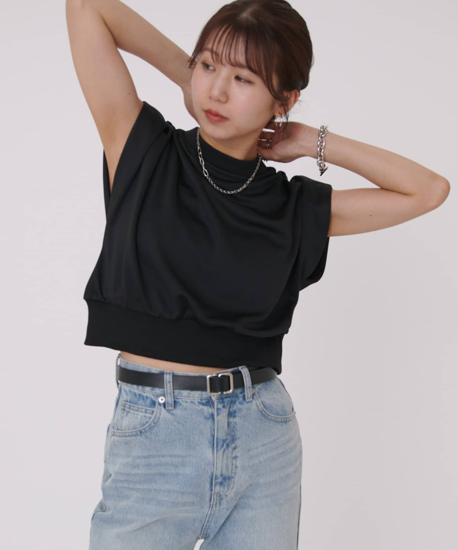 COLONY 2139(コロニー トゥーワンスリーナイン) 【WEB限定】2WAYフレンチスリーブZIP付トップス