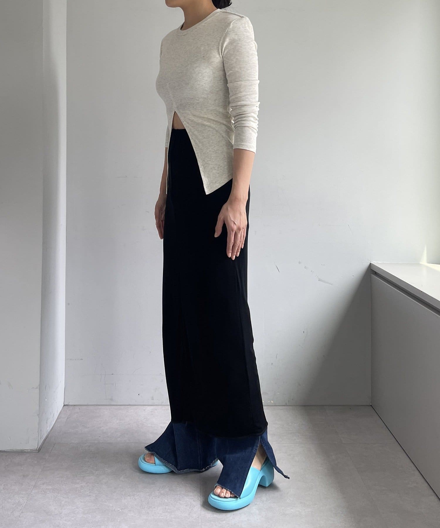 Pasterip(パセリ) 【再入荷26SS】Sheer rib zip skirt