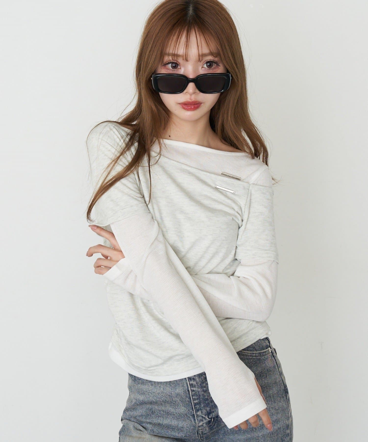 RAY CASSIN(レイカズン) オフショルレイヤードT