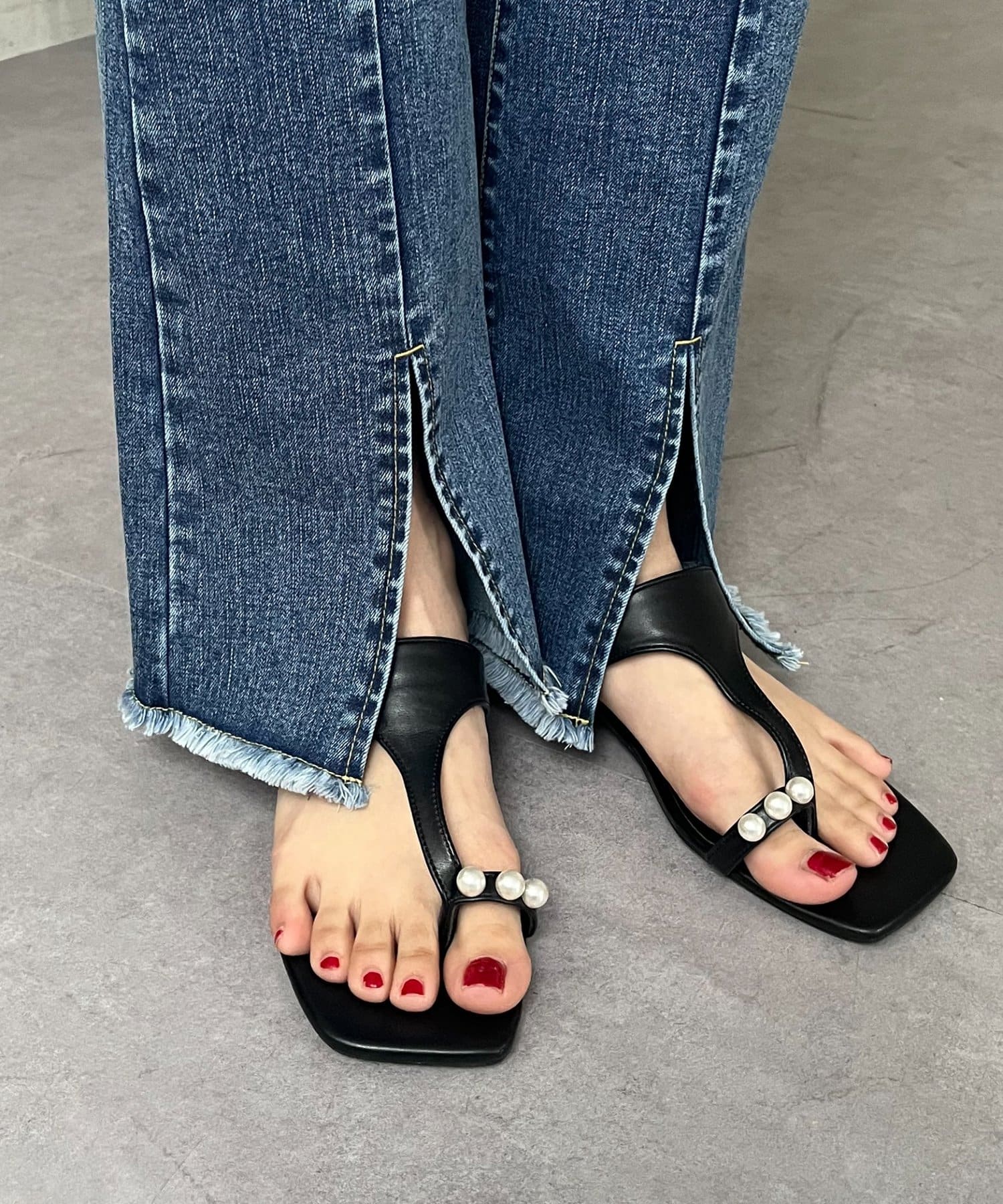 prose verse(プロズヴェール) フロントスリットストレッチデニムパンツ