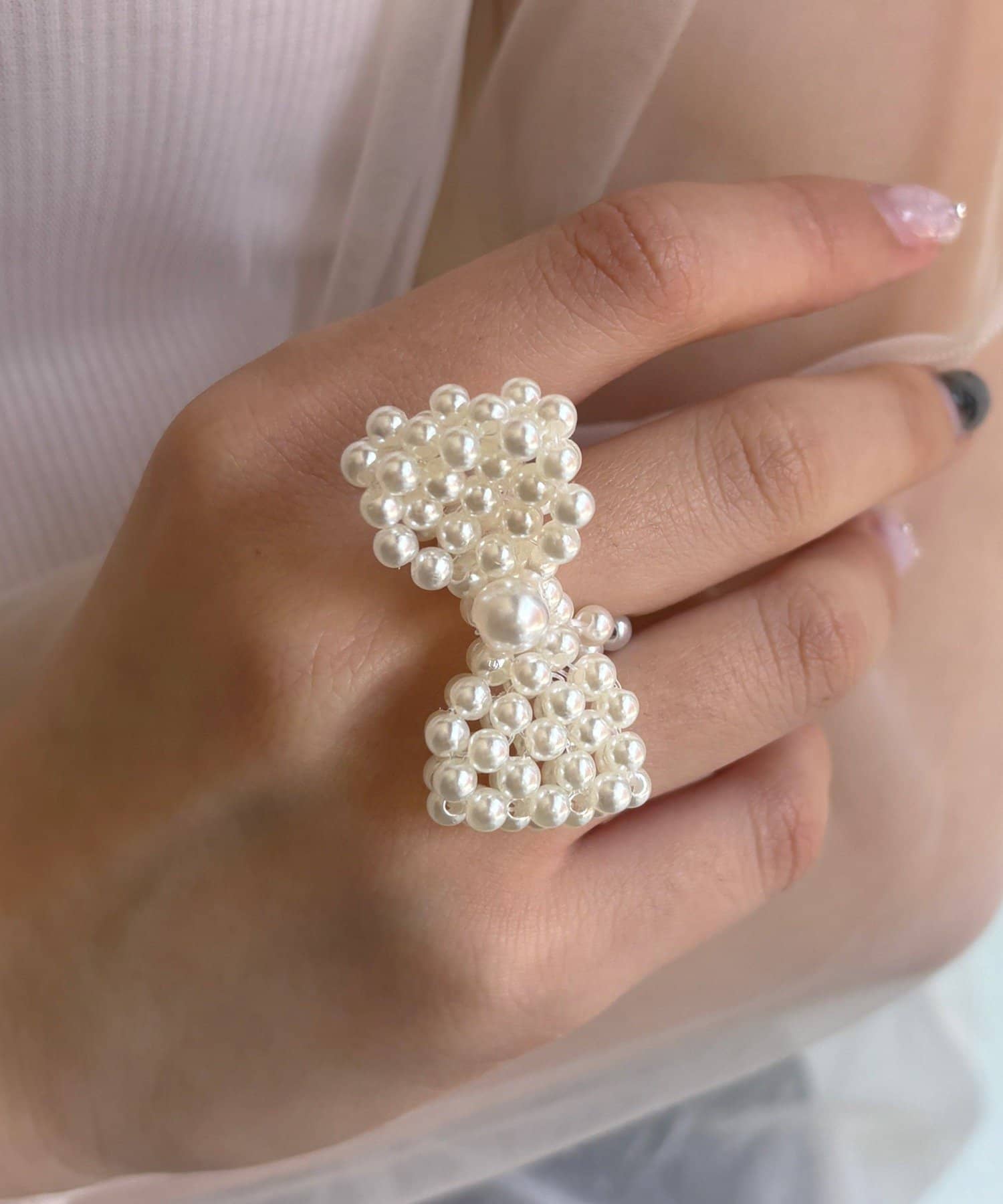 Lattice(ラティス) ビーズリボンリング