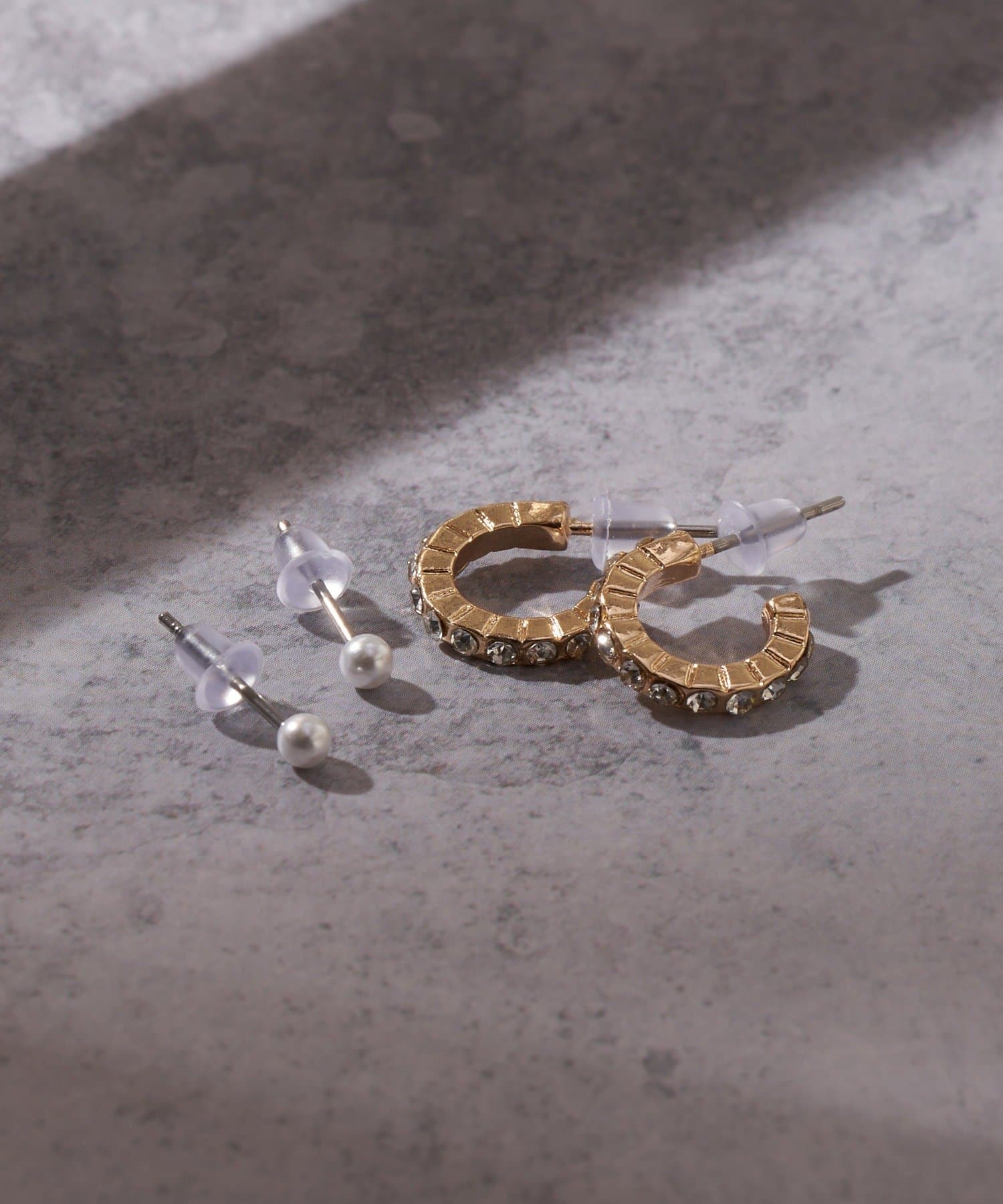 Lattice(ラティス) パールビジューフープピアスセット(4P)