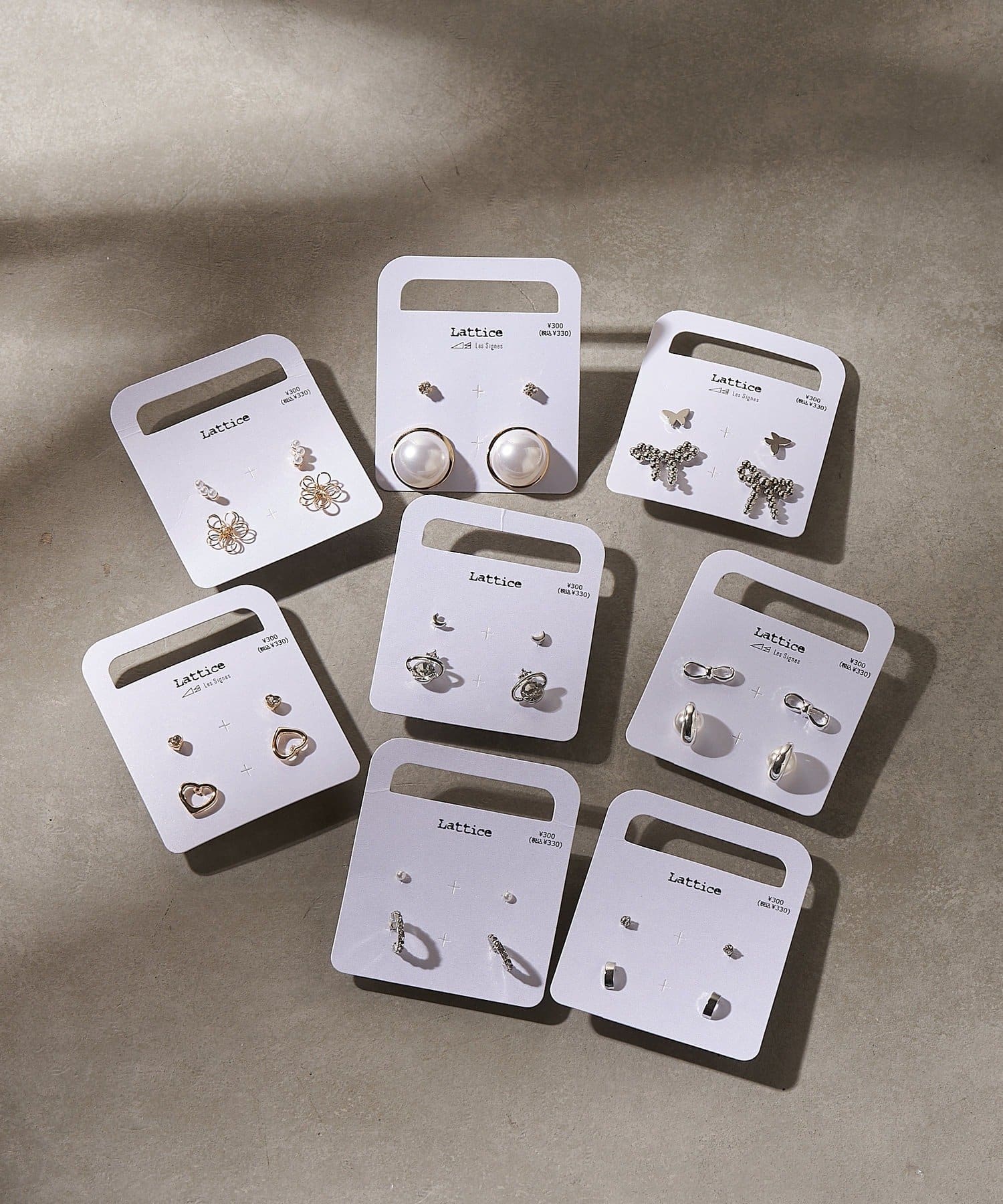 Lattice(ラティス) パールビジューフープピアスセット(4P)