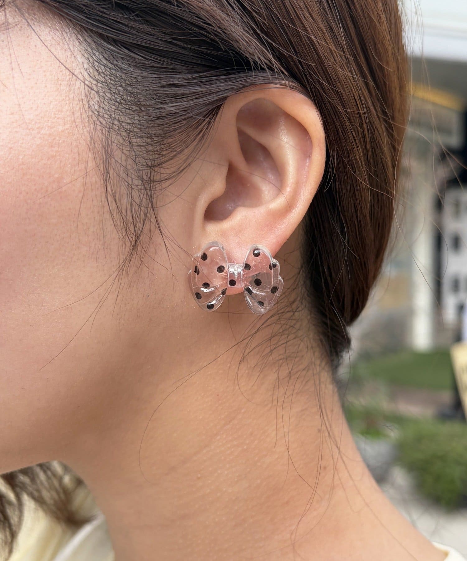 Lattice(ラティス) リボンドットピアス