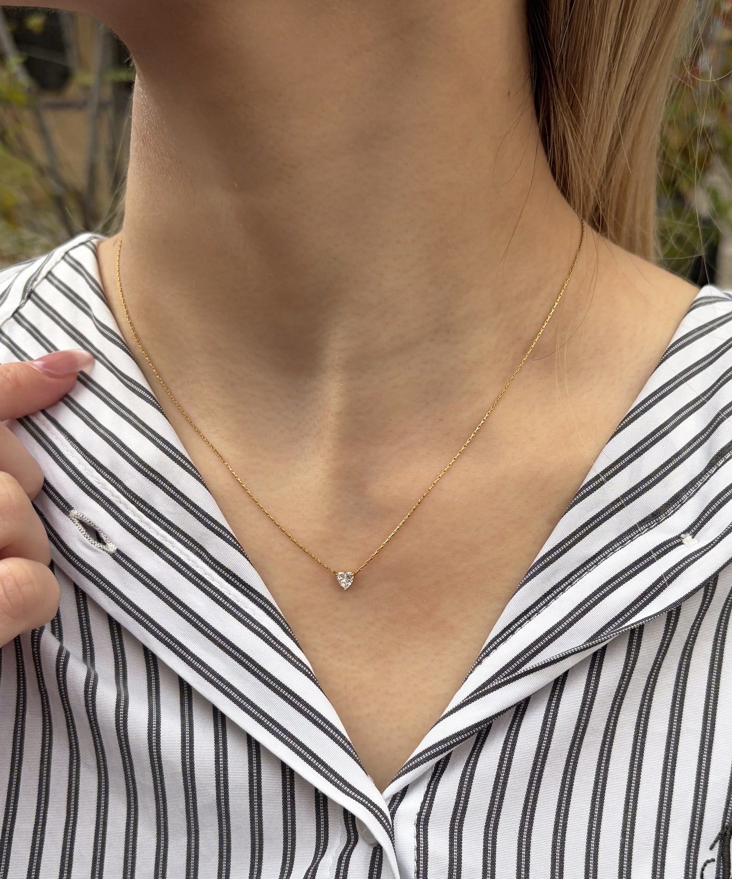 Lattice(ラティス) <ステンレス>ストーンハートネックレス