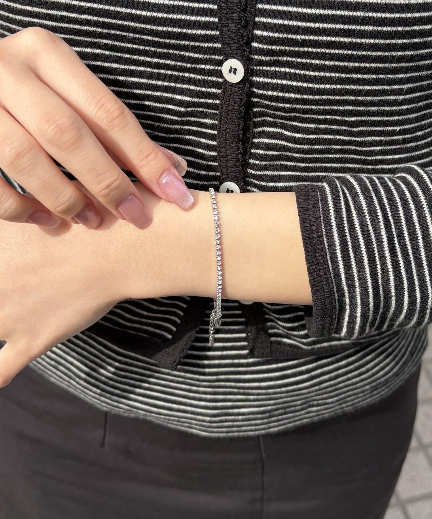 Lattice(ラティス) ＜ステンレス＞ラインストーンブレスレット