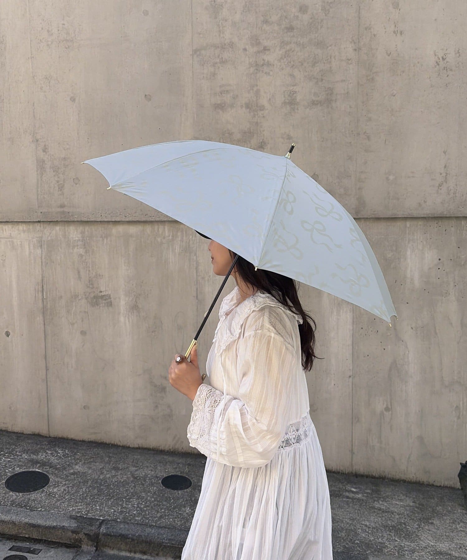 Lattice(ラティス) 【完全遮光100%】【晴雨兼用】長傘(リボン)