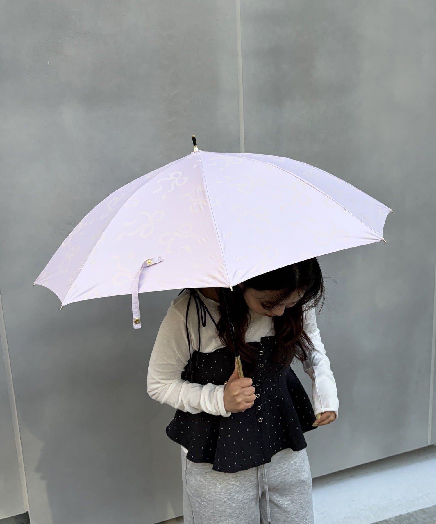 Lattice(ラティス) 【完全遮光100%】【晴雨兼用】長傘(リボン)