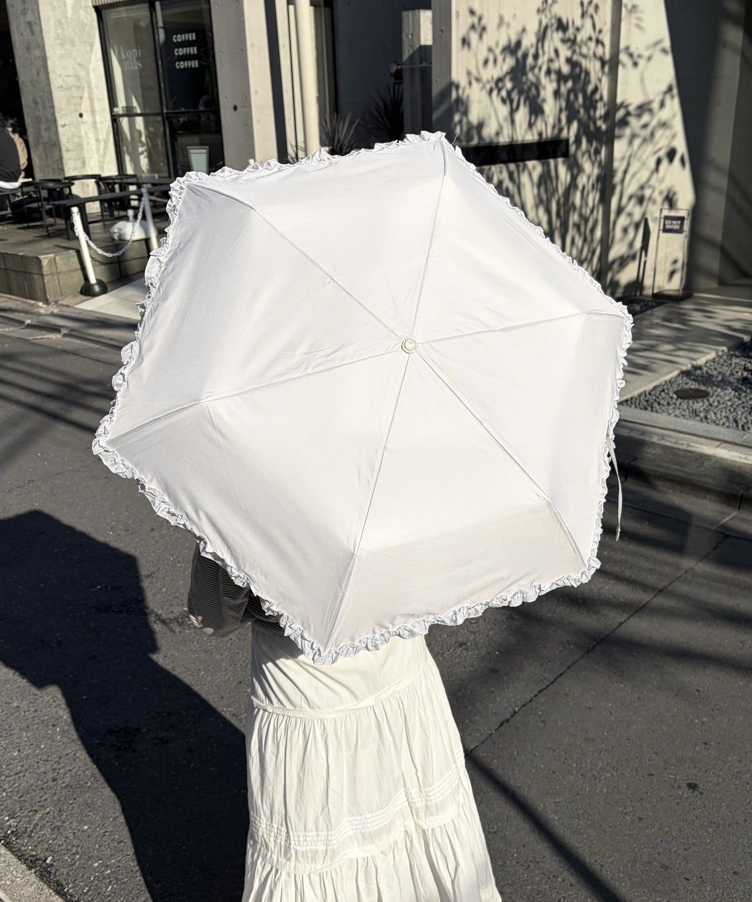 Lattice(ラティス) 【完全遮光100%】【晴雨兼用】折り畳み傘(フリル)