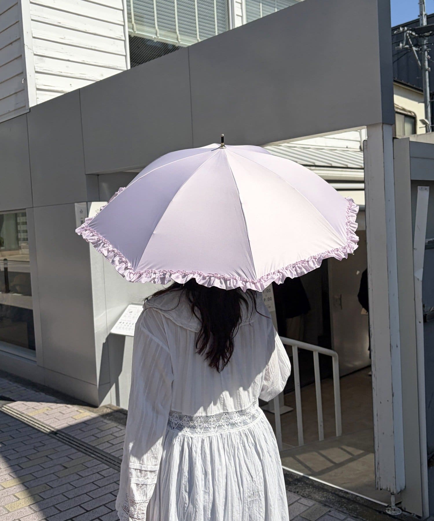 Lattice(ラティス) 【完全遮光100%】【晴雨兼用】長傘(フリル)