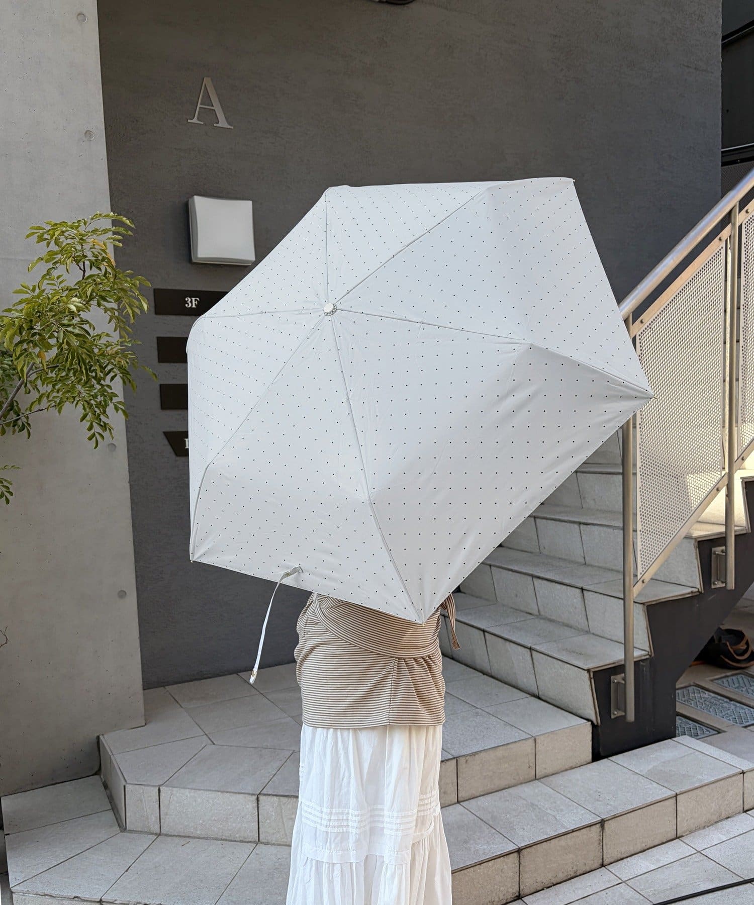 Lattice(ラティス) 【完全遮光100%】【晴雨兼用】折り畳み傘(ドット)