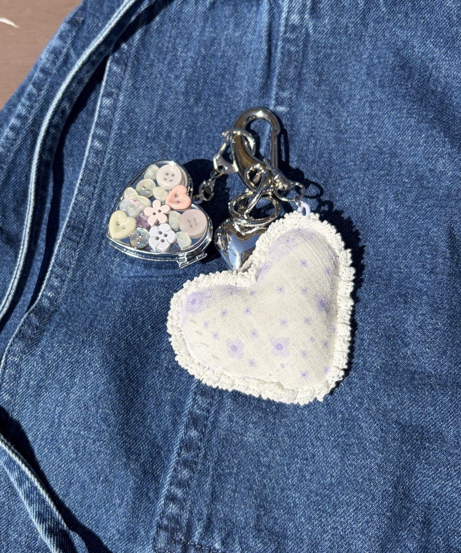 Lattice(ラティス) 【ボタンアイテム】パッチワークハートクッションチャーム