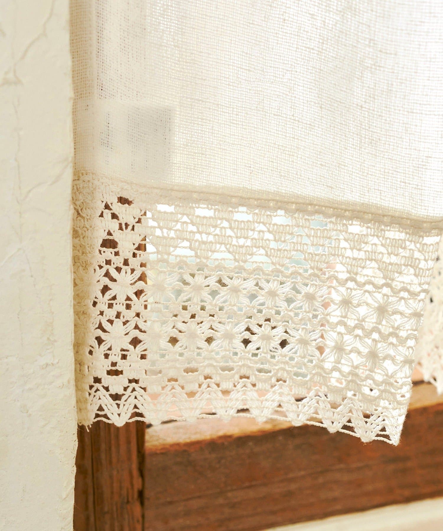 salut!(サリュ) 3ラインレースロングカフェカーテン：75×100cm