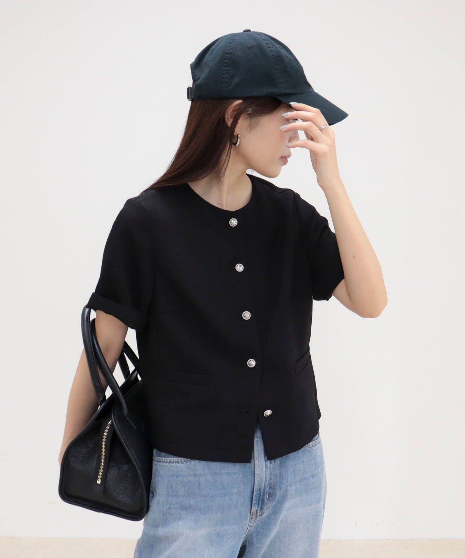 FREDY & GLOSTER(フレディ アンド グロスター) 【@sora_522m企画】ノーカラーハーフスリーブジャケット