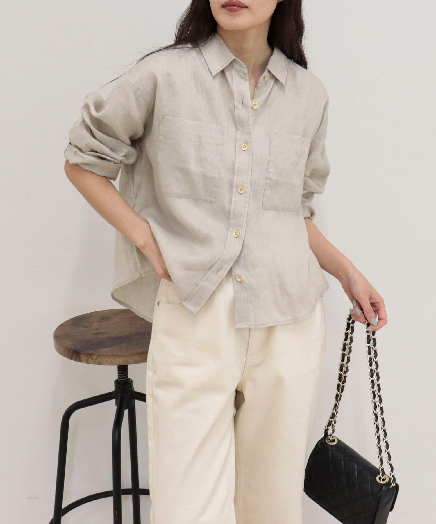 FREDY & GLOSTER(フレディ アンド グロスター) LINEN100 クロップドシャツ