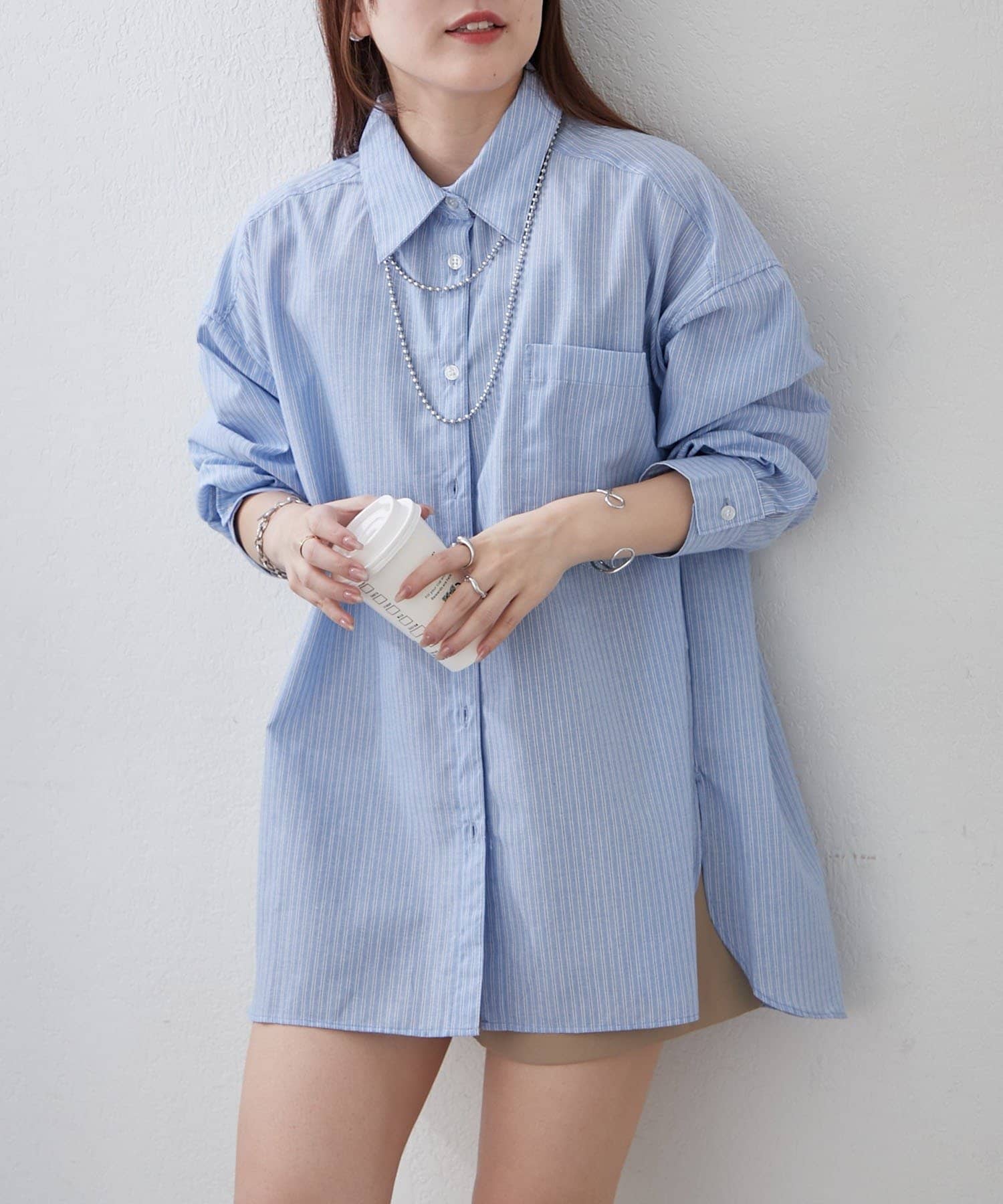 NICE CLAUP / OLIVE des OLIVE OUTLET(ナイスクラップ  / オリーブ デ オリーブ アウトレット) 【RMAF】【OUTLET限定】春を味わう♪BIGストライプシャツ