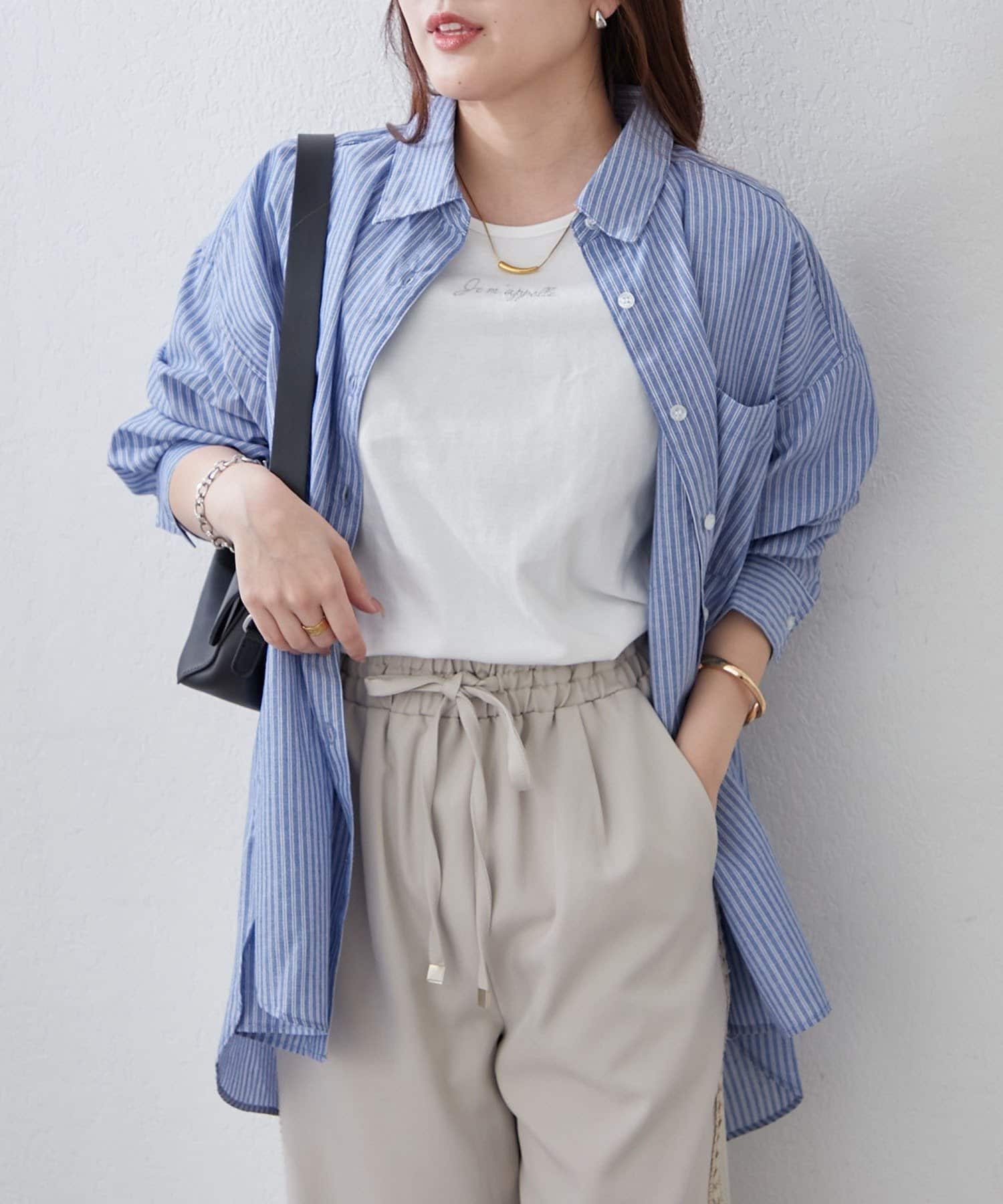 NICE CLAUP / OLIVE des OLIVE OUTLET(ナイスクラップ  / オリーブ デ オリーブ アウトレット) 【RMAF】【OUTLET限定】春を味わう♪BIGストライプシャツ