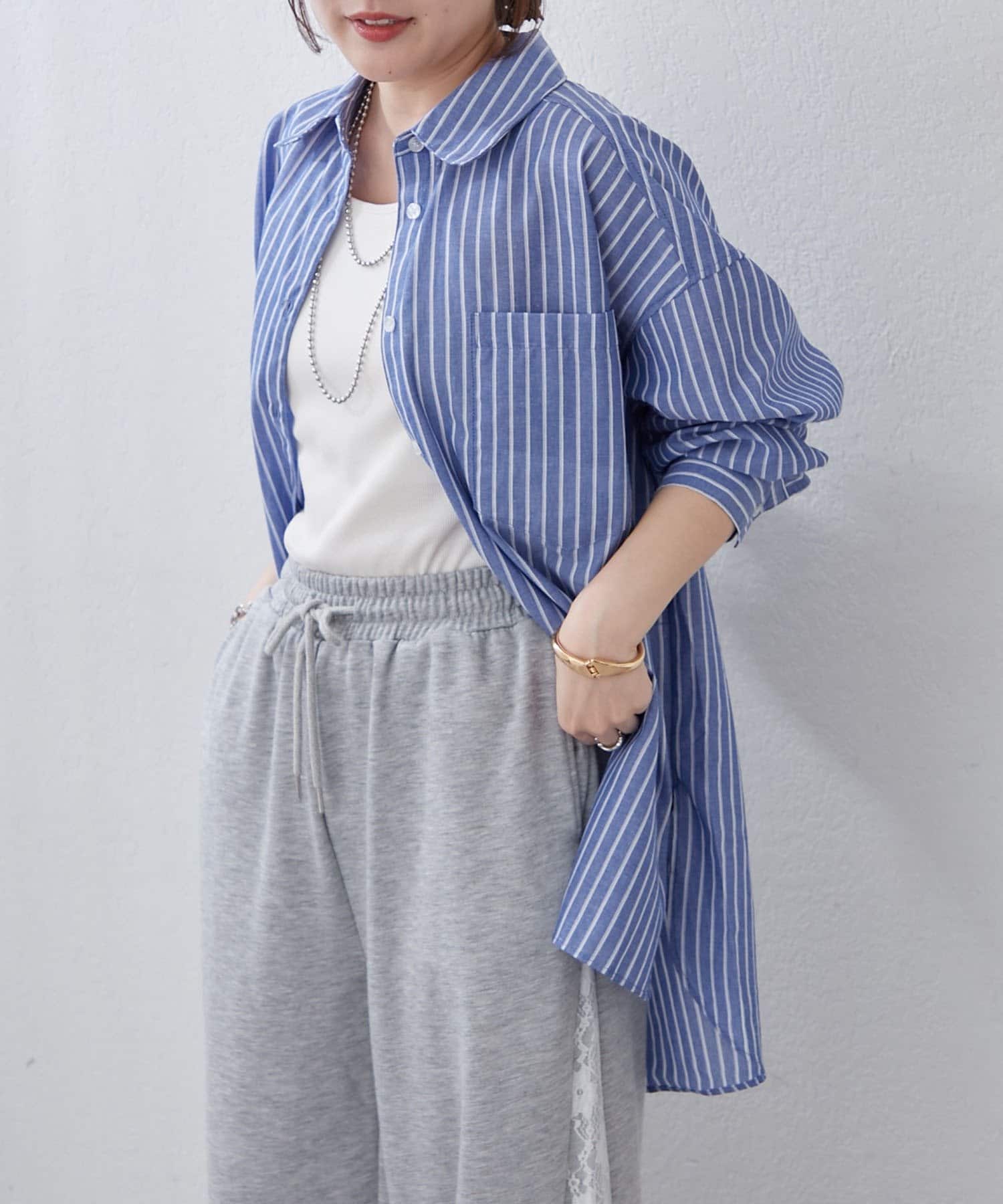 NICE CLAUP / OLIVE des OLIVE OUTLET(ナイスクラップ  / オリーブ デ オリーブ アウトレット) 【RMAF】【OUTLET限定】春を味わう♪BIGストライプシャツ