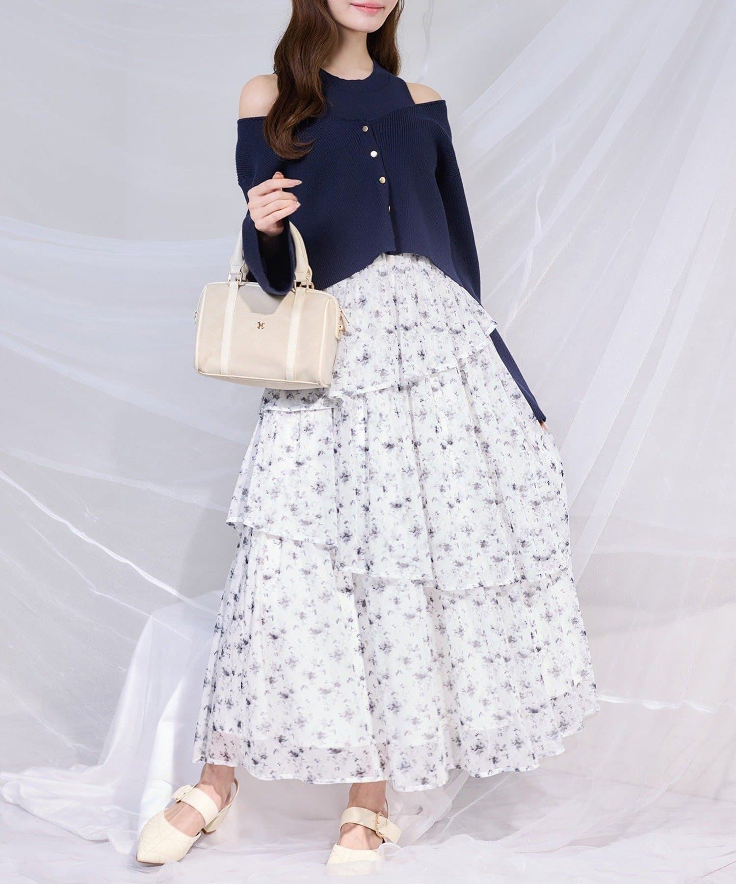 NICE CLAUP / OLIVE des OLIVE OUTLET(ナイスクラップ  / オリーブ デ オリーブ アウトレット) 【one after another】カーデセットドッキングティアードワンピ