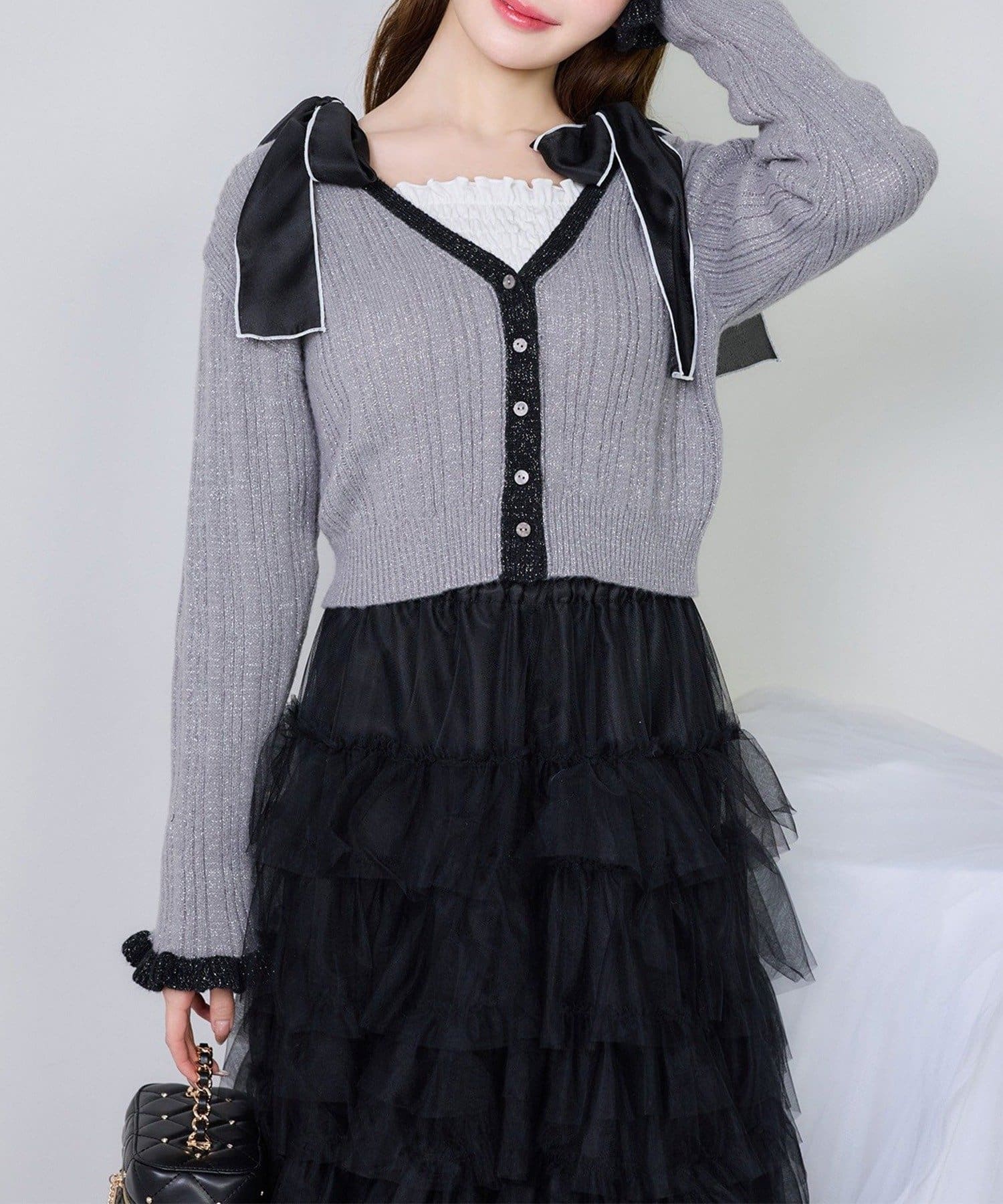 NICE CLAUP / OLIVE des OLIVE OUTLET(ナイスクラップ  / オリーブ デ オリーブ アウトレット) 【one after another】肩リボンシャーリングトップス