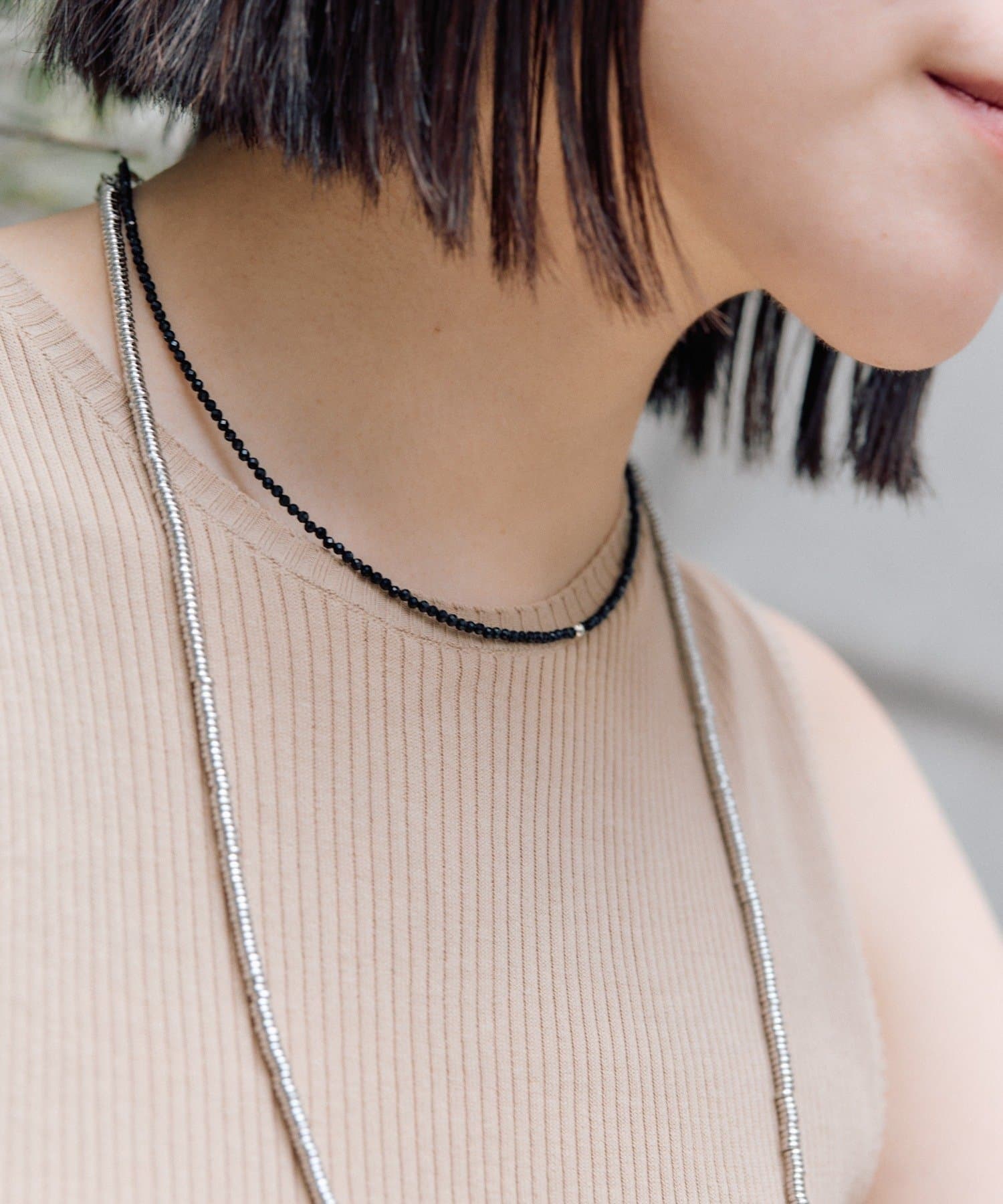 ear PAPILLONNER(イア パピヨネ) 《スターリングシルバー使用》粒ストーンネックレス