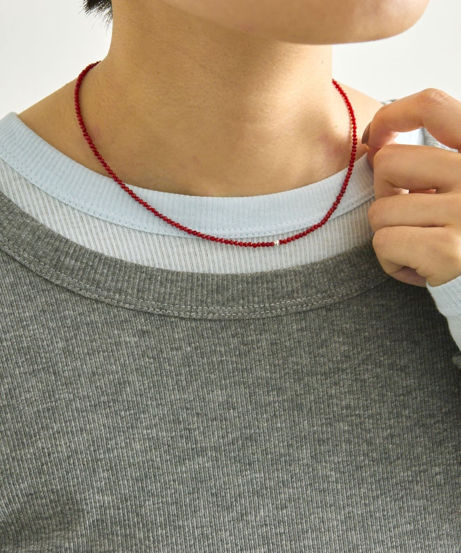 ear PAPILLONNER(イア パピヨネ) 《スターリングシルバー使用》粒ストーンネックレス