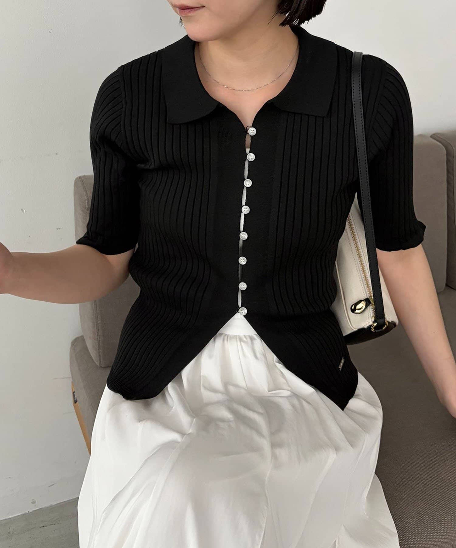 CAPRICIEUX LE'MAGE(カプリシュレマージュ) 【全骨格◎】ハーフスリーブポロニット