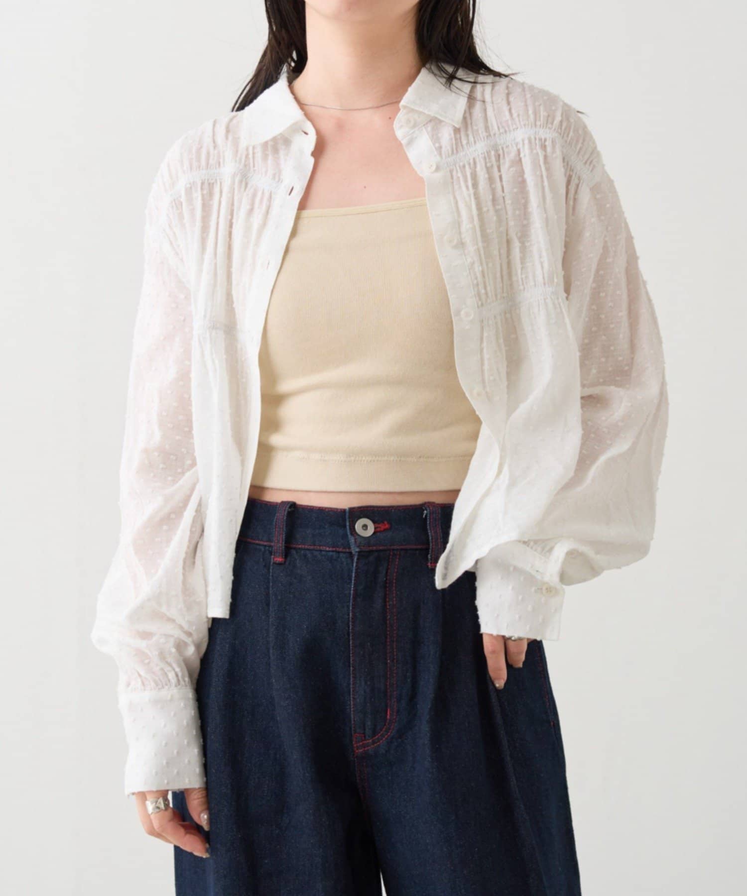 Kastane(カスタネ) B コットンドビーギャザーシャツ