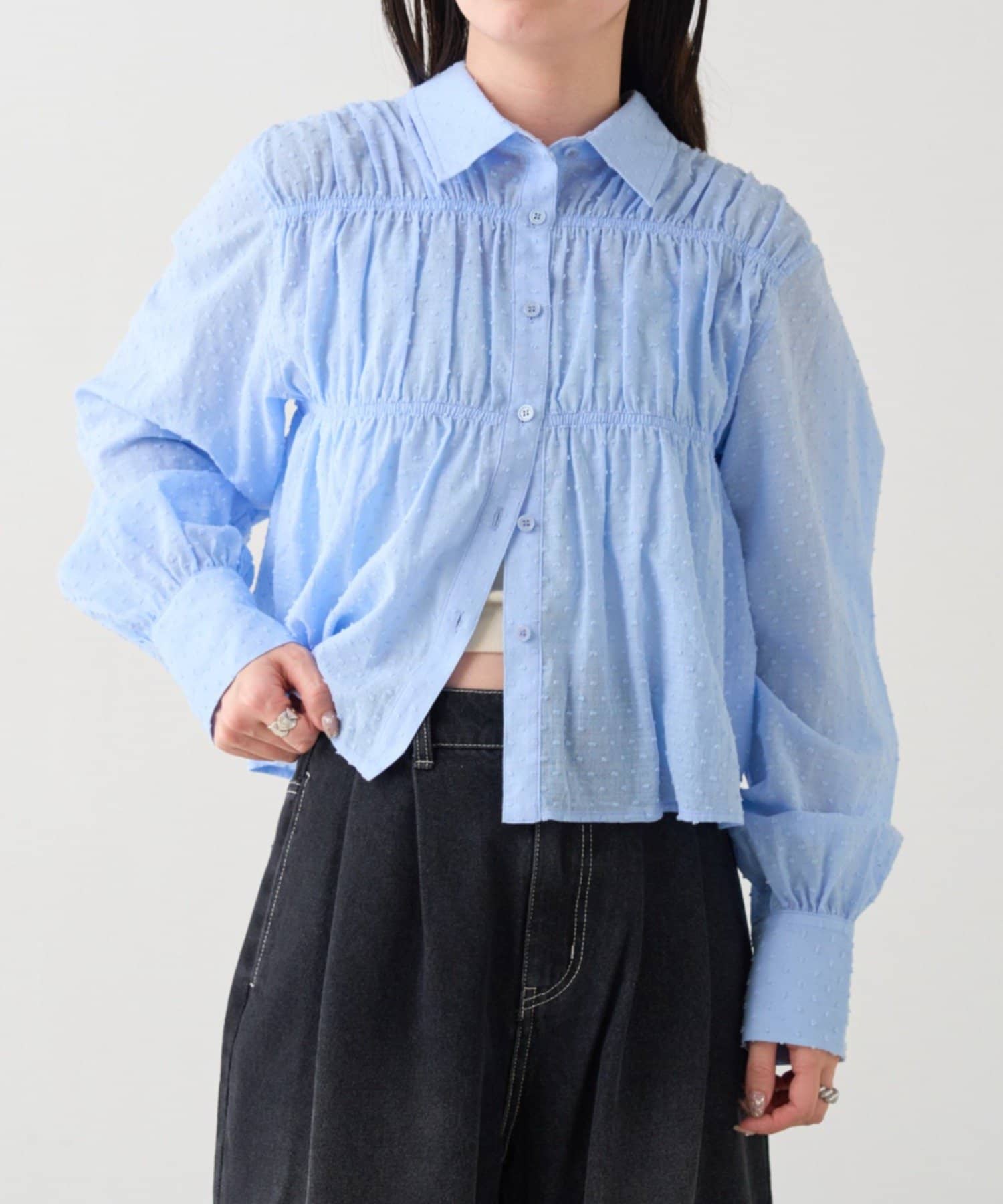 Kastane(カスタネ) B コットンドビーギャザーシャツ