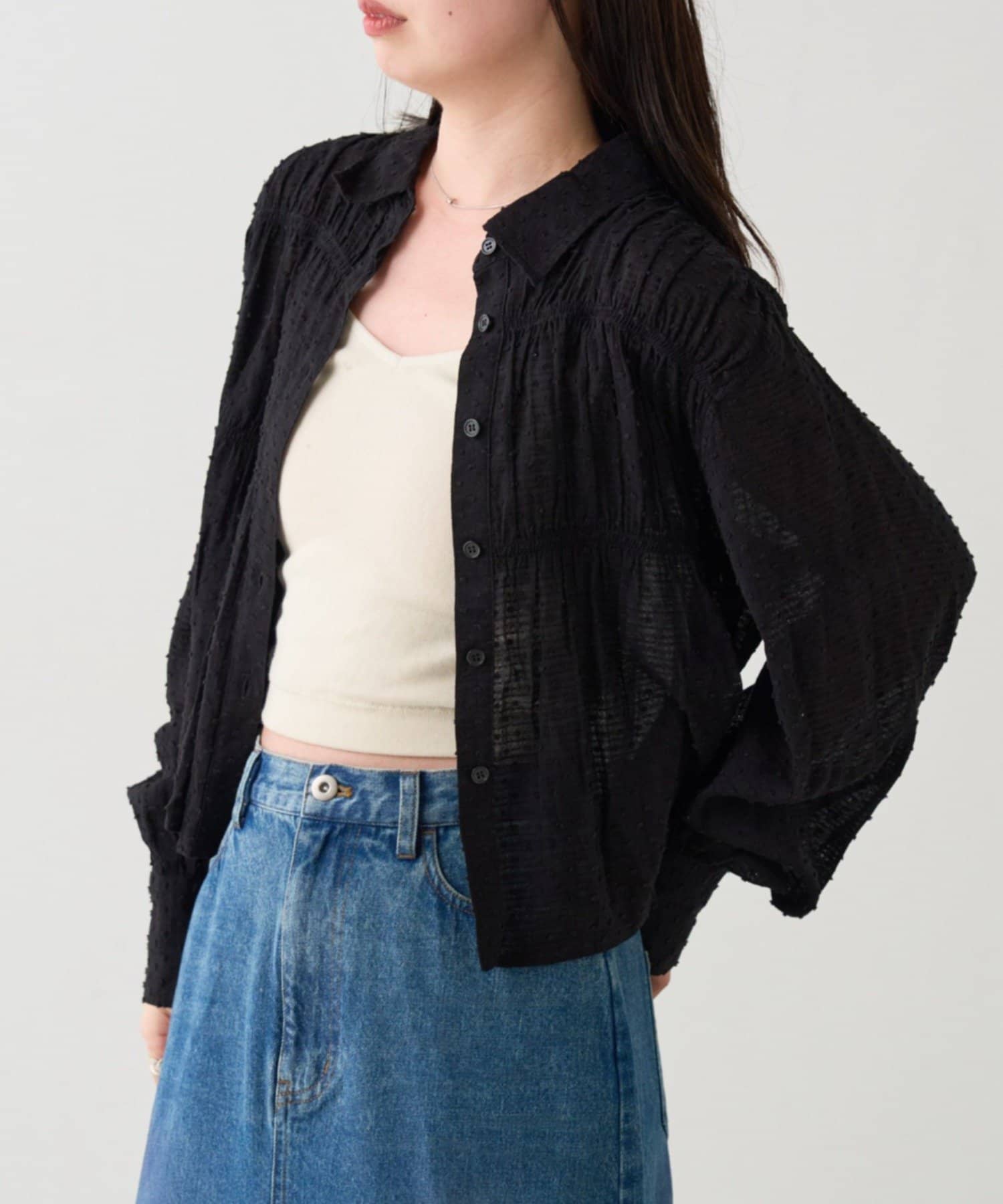 Kastane(カスタネ) B コットンドビーギャザーシャツ