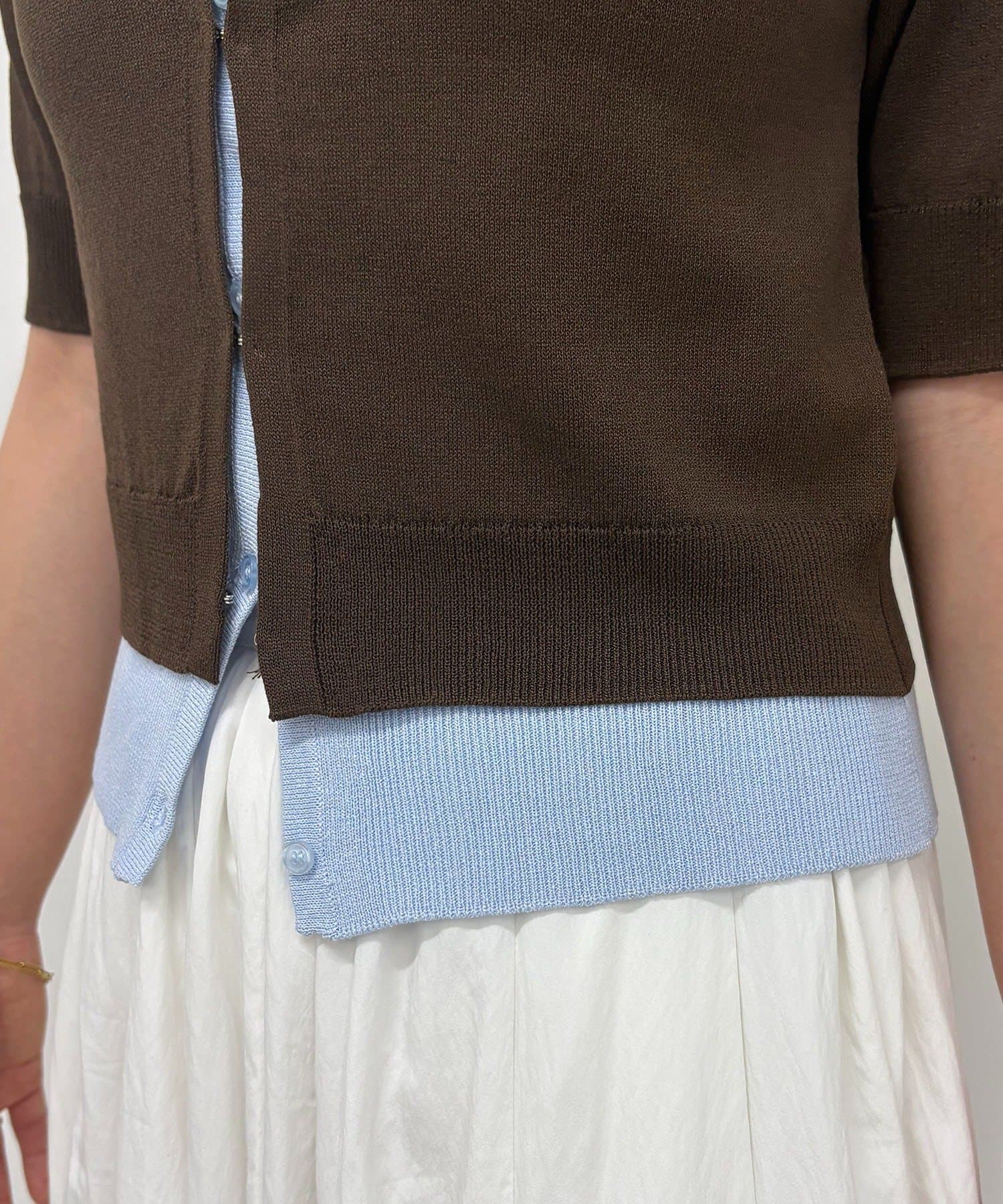 CAPRICIEUX LE'MAGE(カプリシュレマージュ) 半袖レイヤードポロニットカーディガン