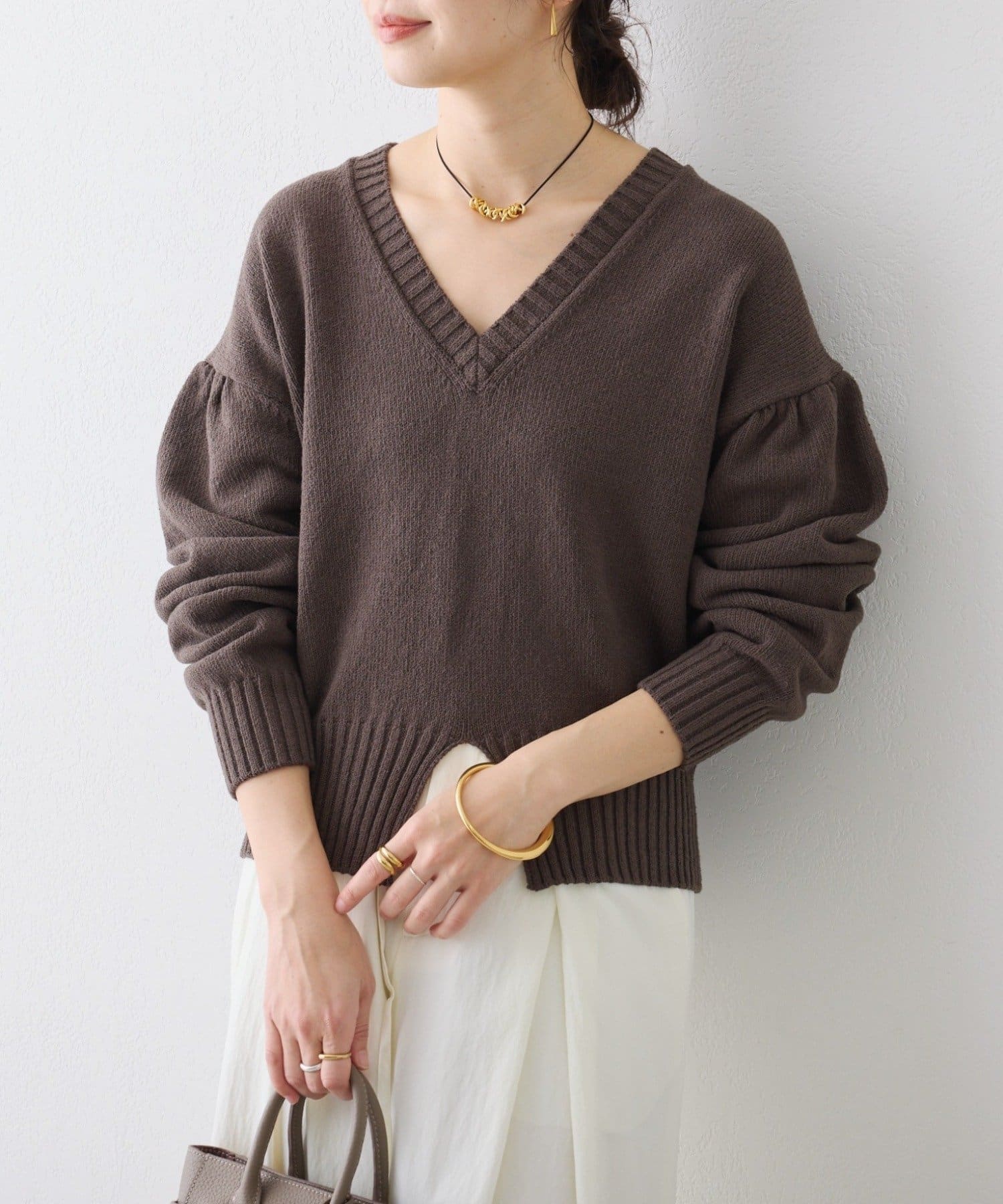 OUTLET(アウトレット) 【RIVE DROITE】ギャザースリーブオーバーニット