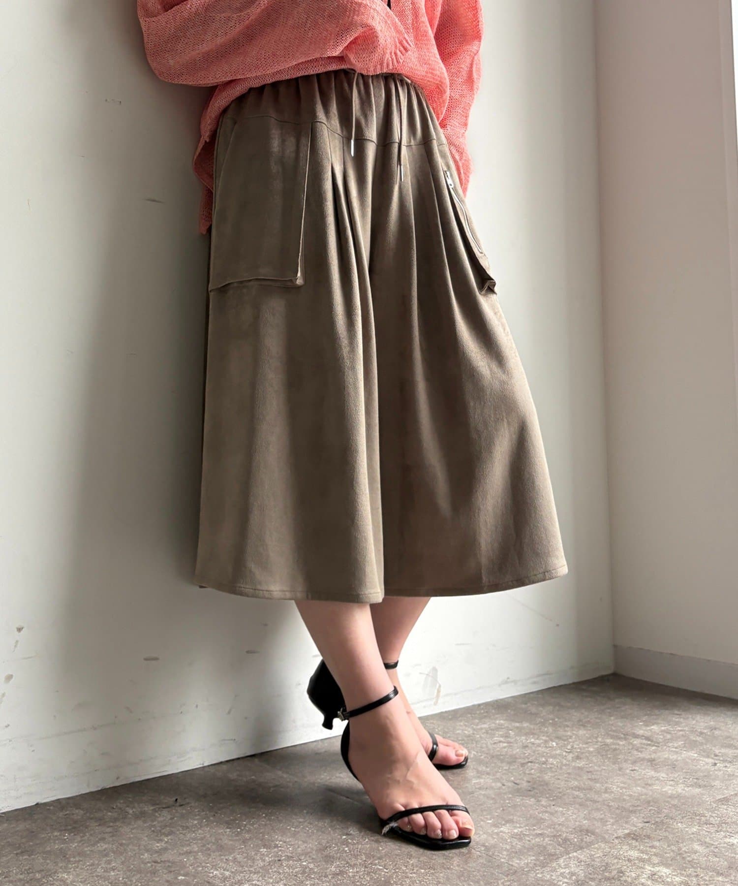 OUTLET(アウトレット) 【DouDou】フェイクスエードハーフパンツ