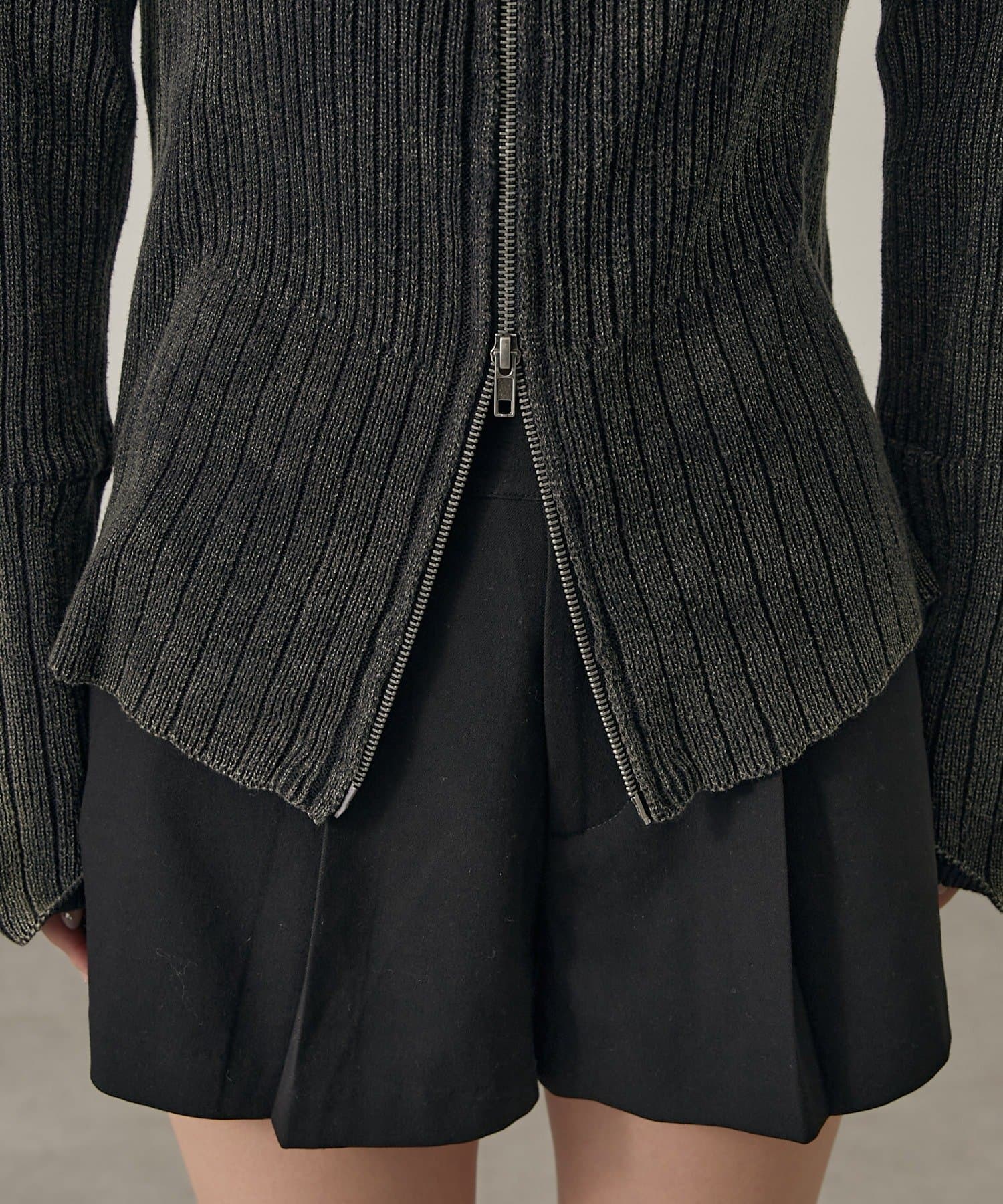 OUTLET(アウトレット) 【mline】ダブルZIPリブカーディガン