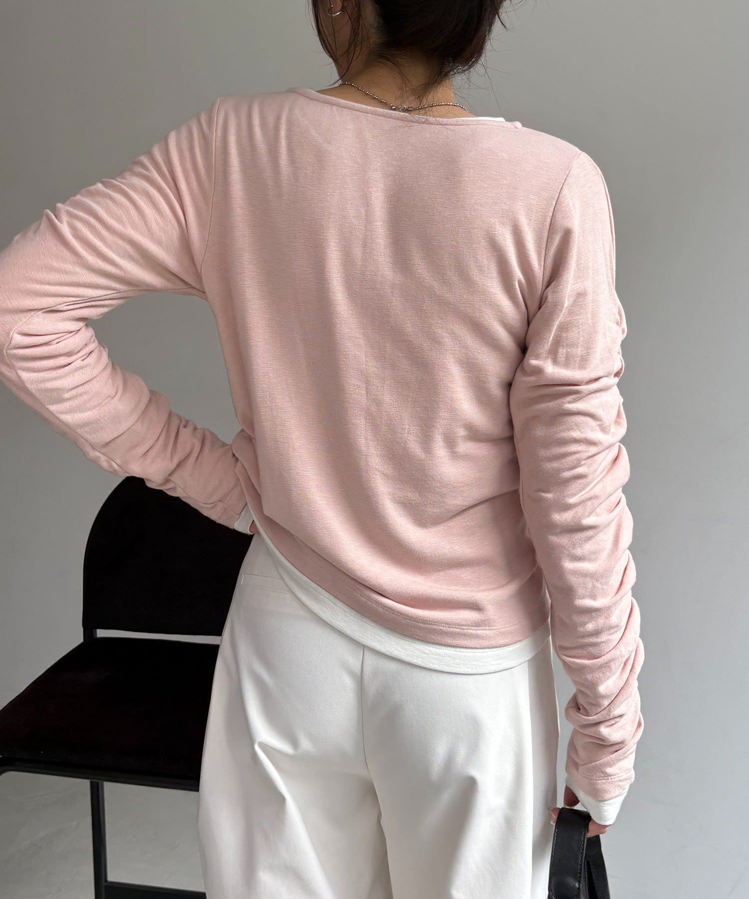 OUTLET(アウトレット) 【CAPRICIEUX LE'MAGE】インナーSET袖ギャザーヘンリーTシャツ